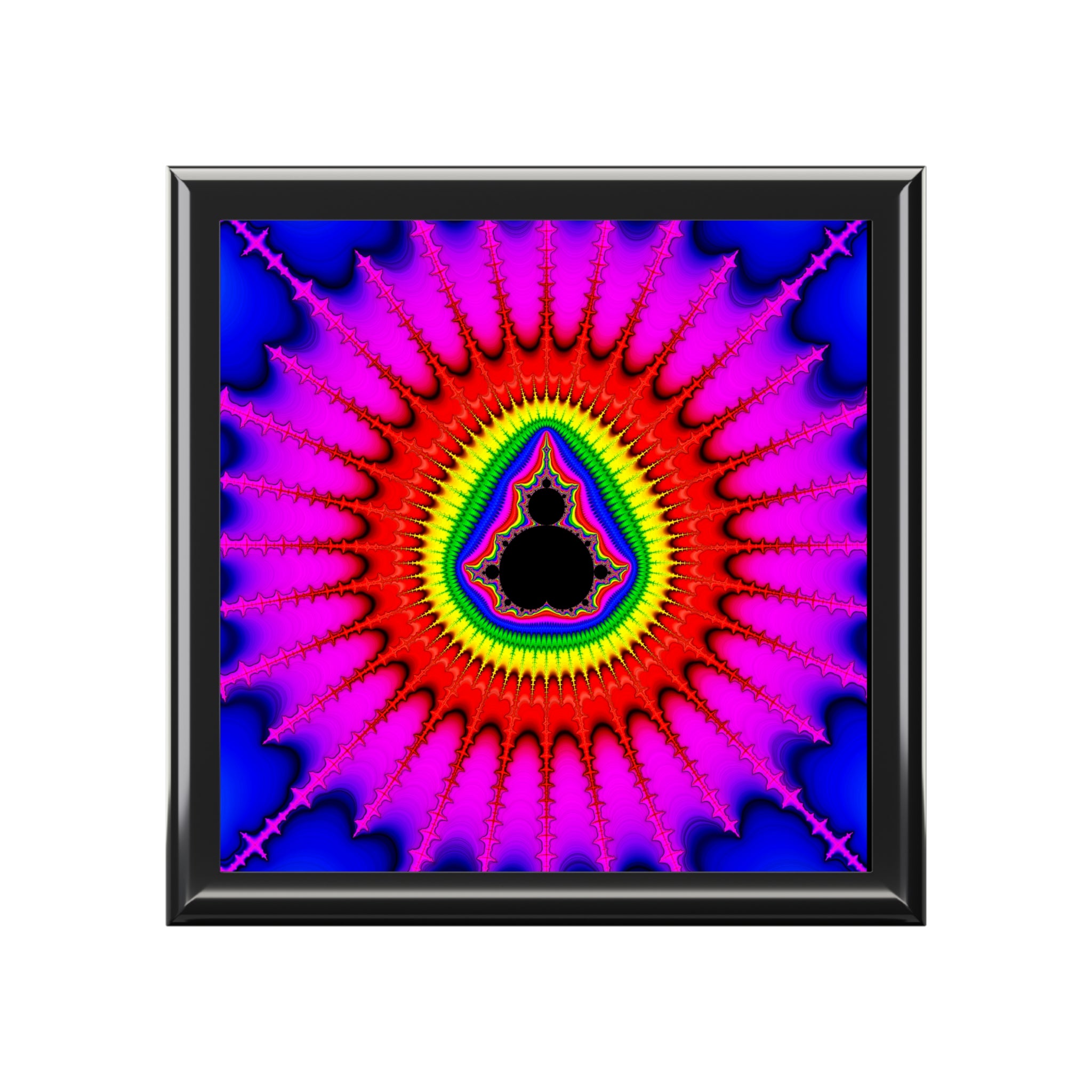 Fractal Mandala Jewelry Box, Psychedelic Decor, Vibrant Colors, Special Gift for Her, Boho Storage Organizer, Happy Home Decor