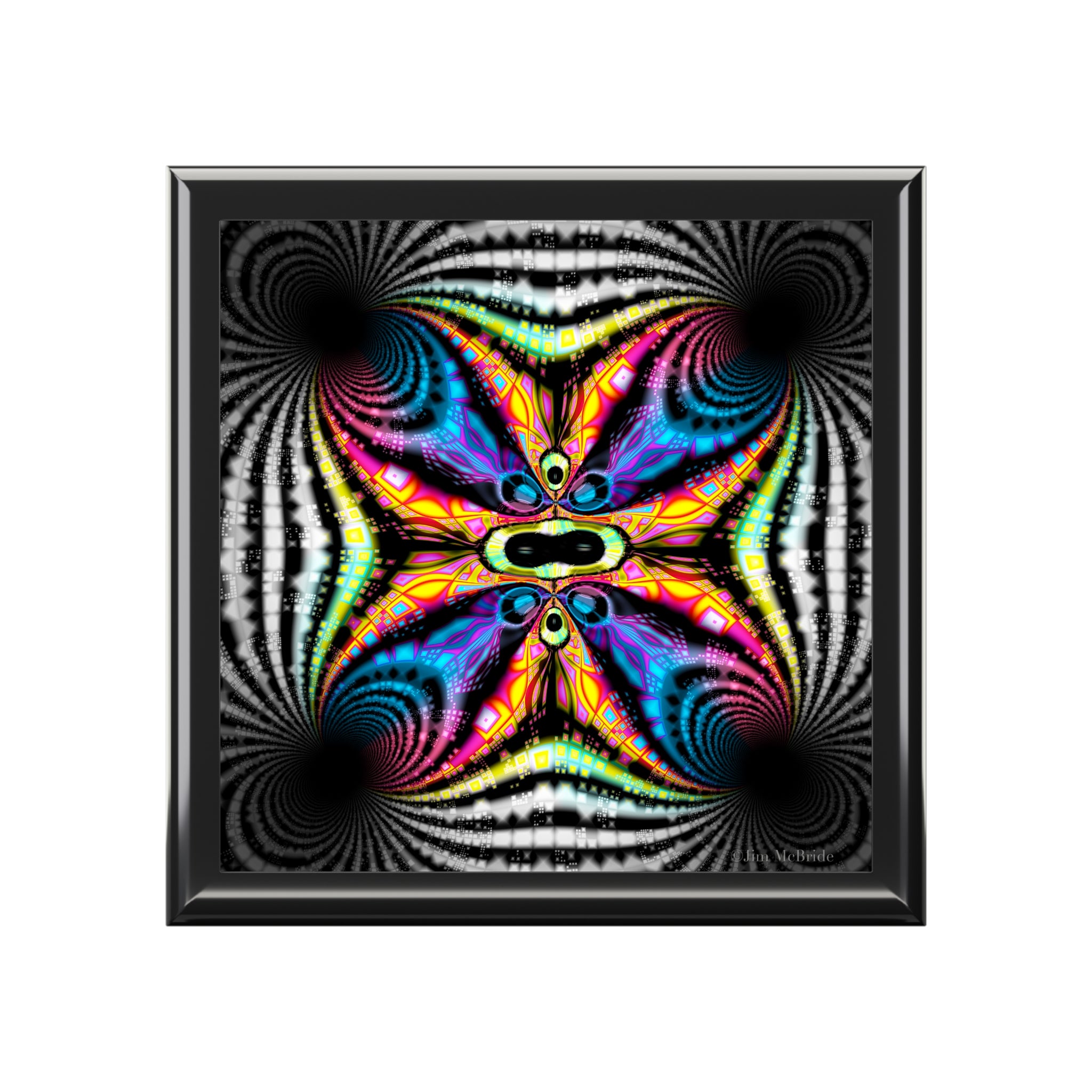 Fractal Mandala Jewelry Box, Psychedelic Decor, Vibrant Colors, Special Gift for Her, Boho Storage Organizer, Happy Home Decor, Trippy