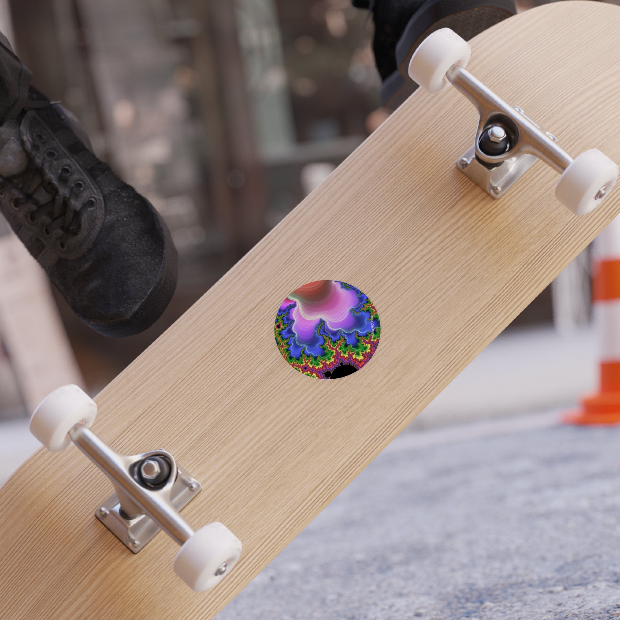 Trippy Fractal Sticker: Transparent Round Boho Window Vinyl Decal