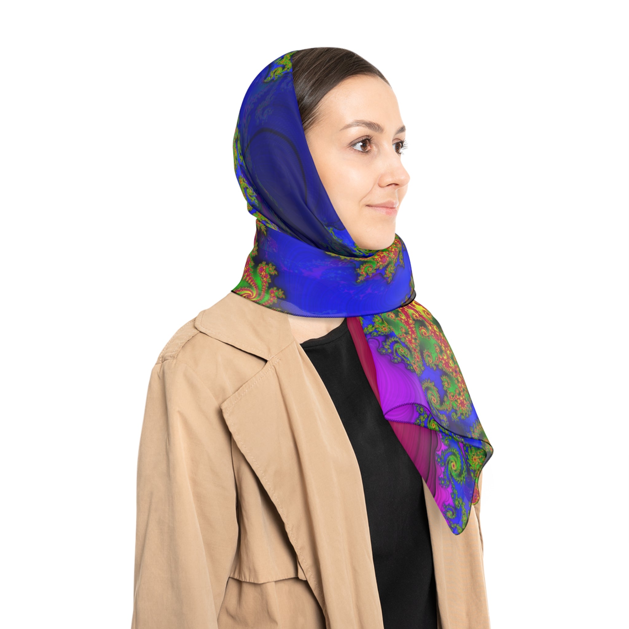 Trippy Mandelbrot Scarf: Abstract Fractal Poly Chiffon