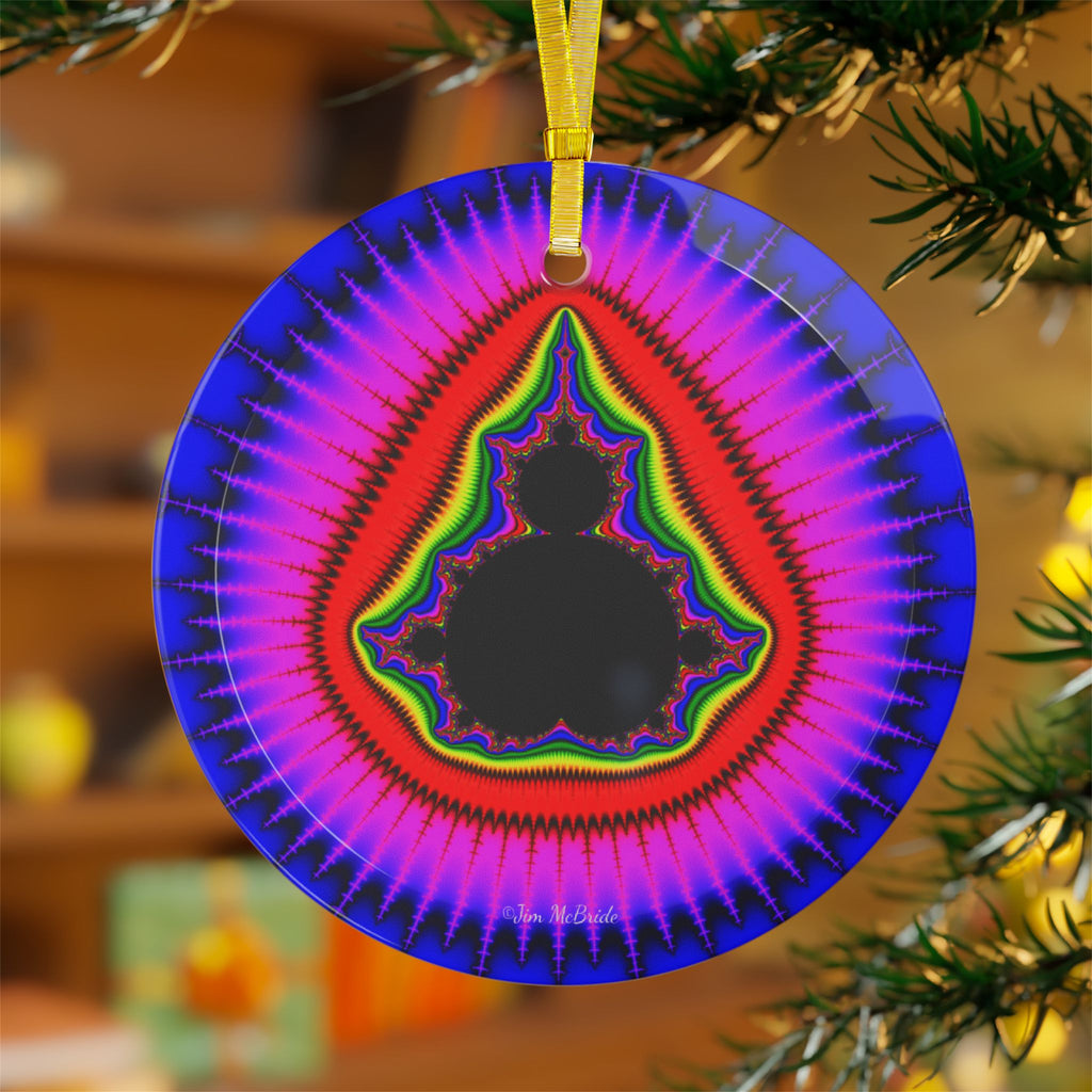 Fractal Glass Christmas Ornament: Psychedelic Mandelbrot Tree Decor