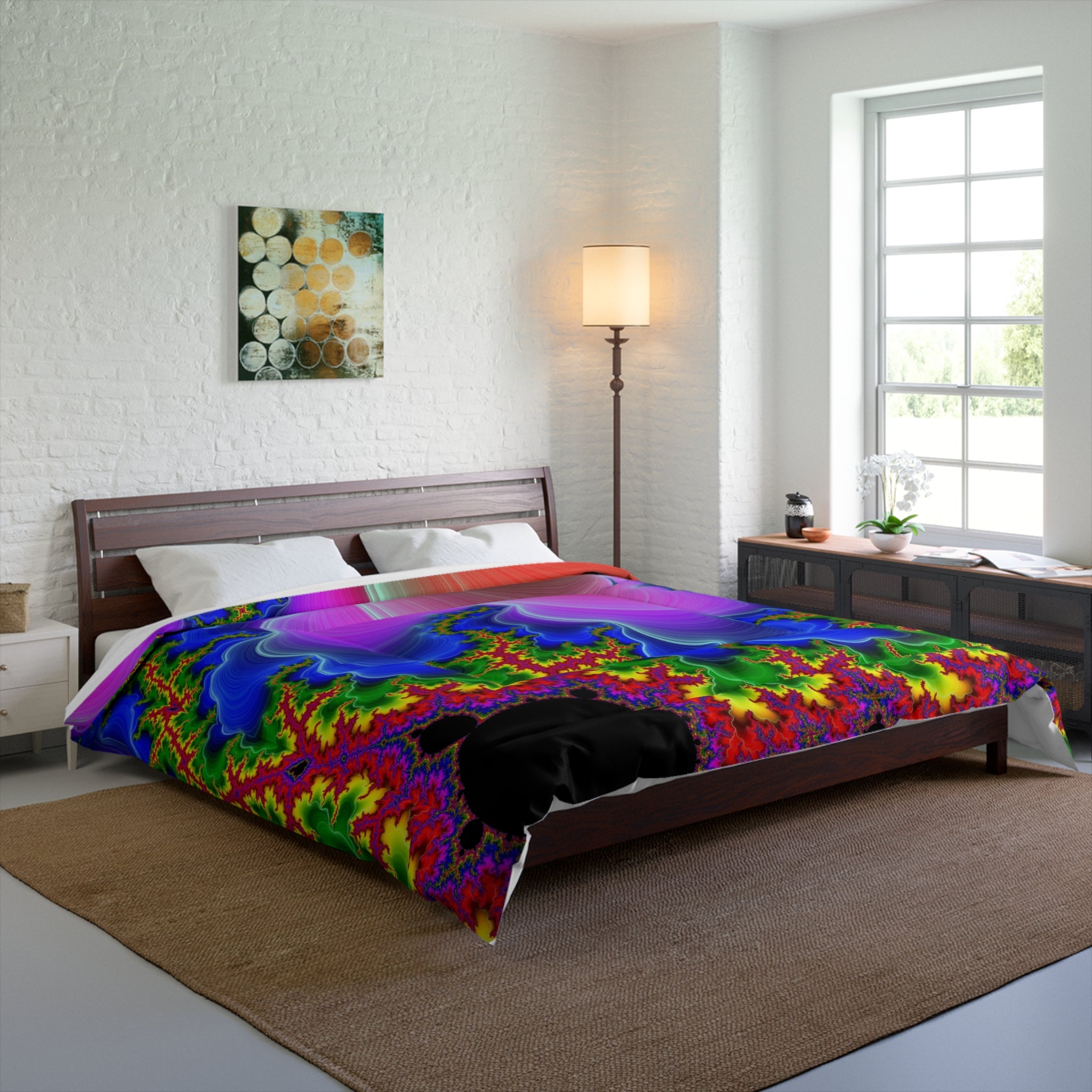 Fire Fractal Comforter: Psychedelic Boho Bedding