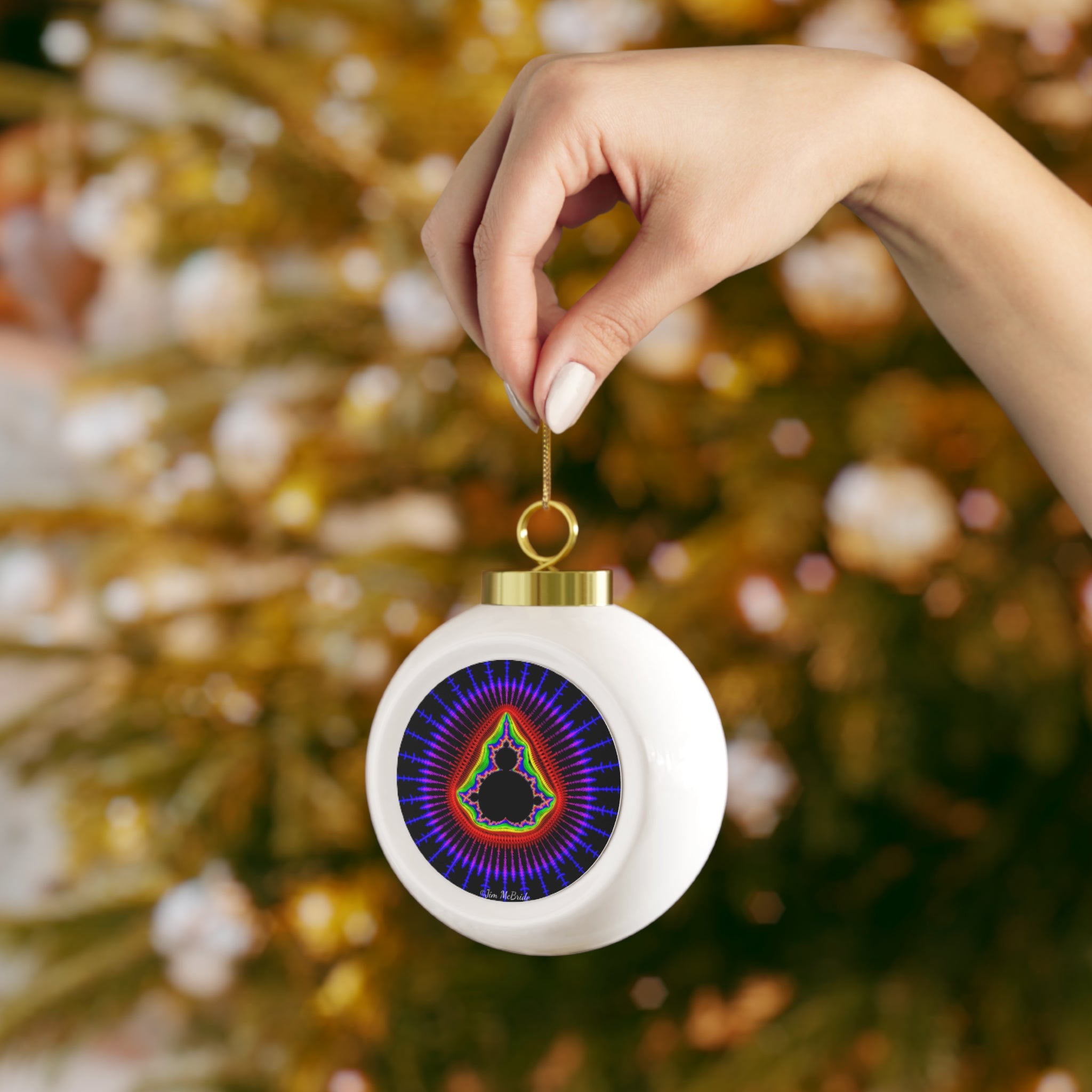 Fractal Christmas Ball Ornament: Psychedelic Holiday Tree Decoration