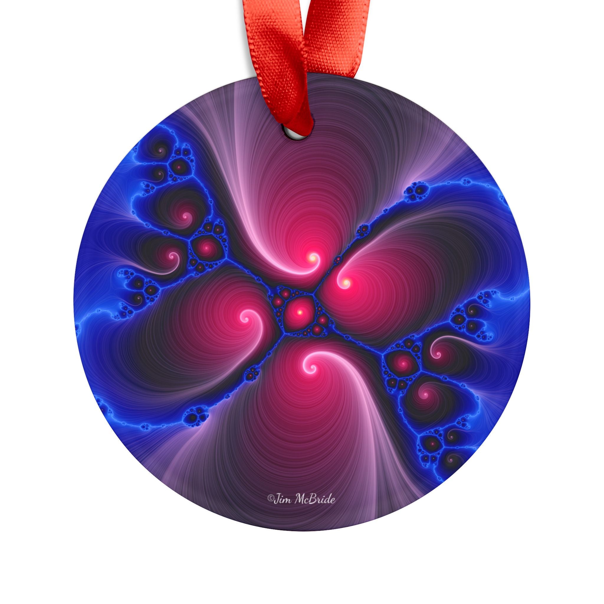 Fractal Acrylic Ornament with Ribbon, Mandelbrot tree ornament, Christmas decor, colorful holiday decorations, psychedelic ornament, Trippy