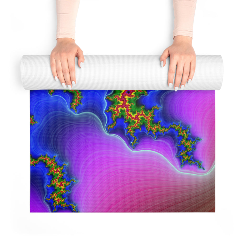 Sacred Geometry Foam Yoga Pad: Fractal Mandala, Vibrant Cosmic Design