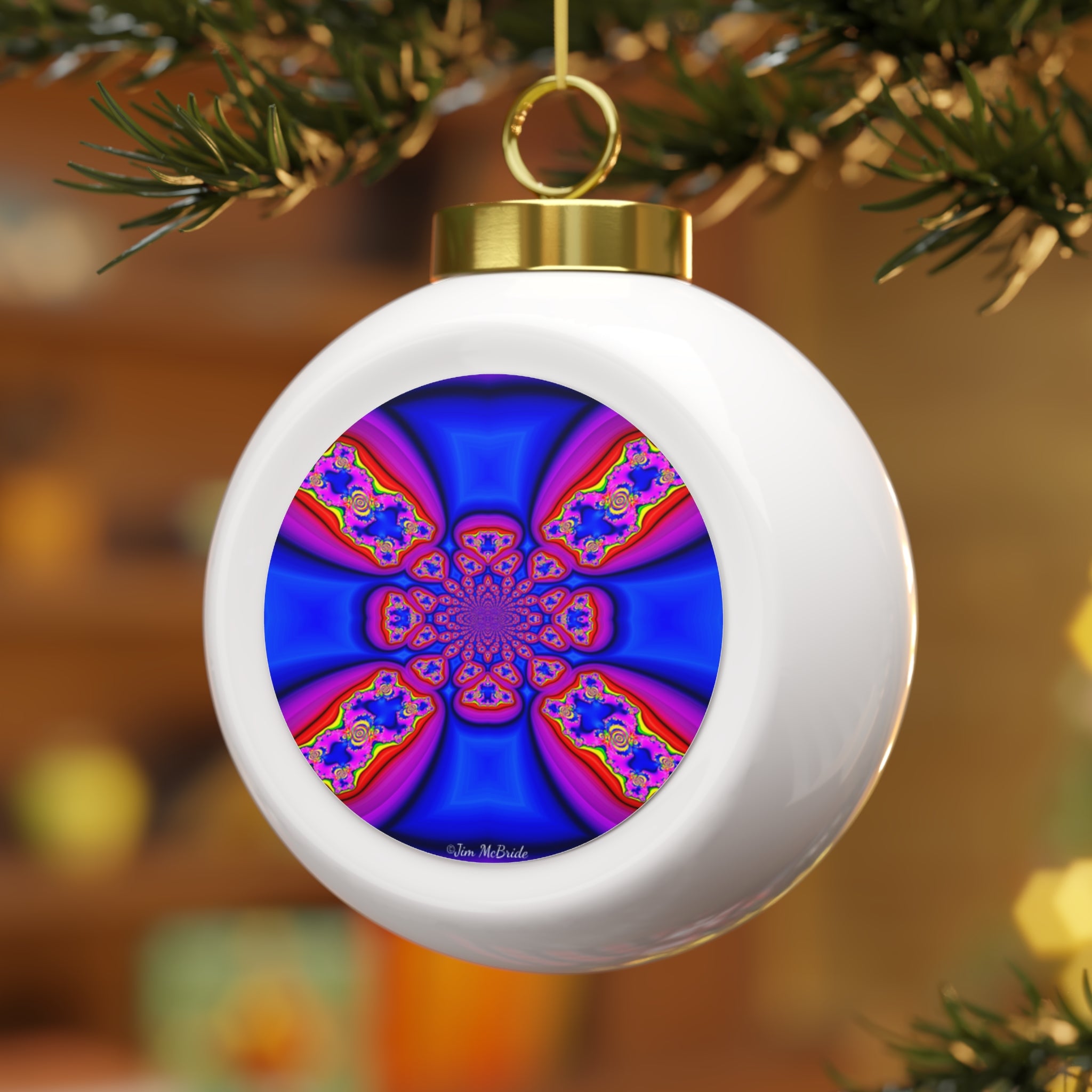 Fractal Christmas Ball Ornament: Psychedelic Holiday Tree Decoration