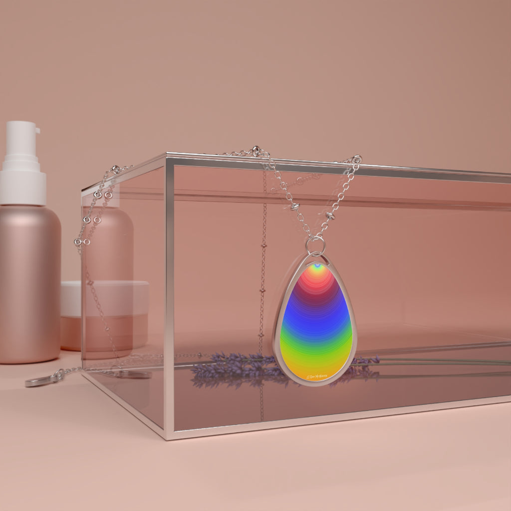 Psychedelic Fractal Necklace: Vibrant Mandala Pendant, Boho Jewelry