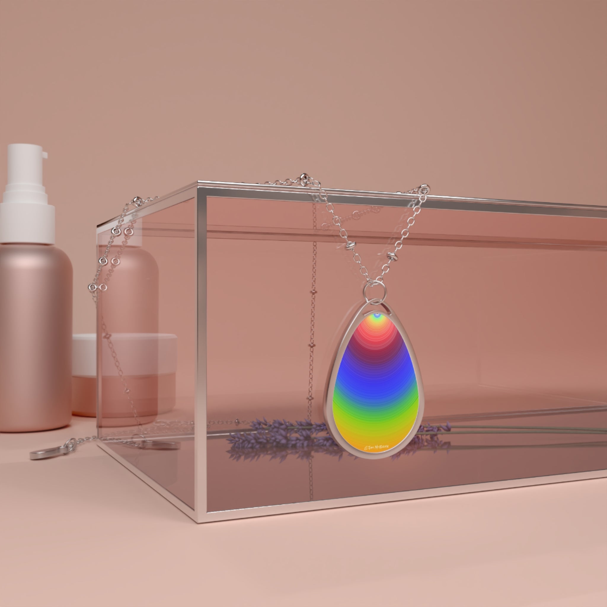 Psychedelic Fractal Necklace: Vibrant Mandala Pendant, Boho Jewelry