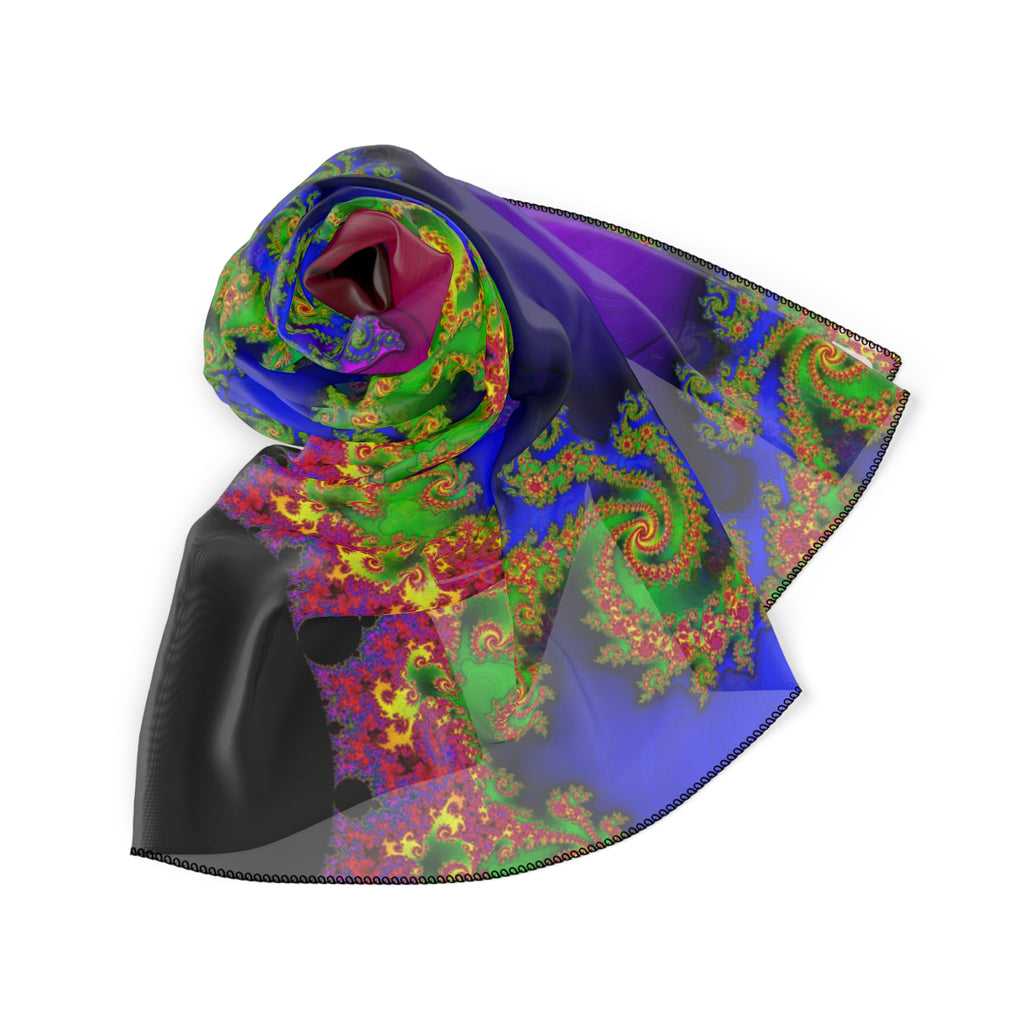 Trippy Mandelbrot Scarf: Abstract Fractal Poly Chiffon