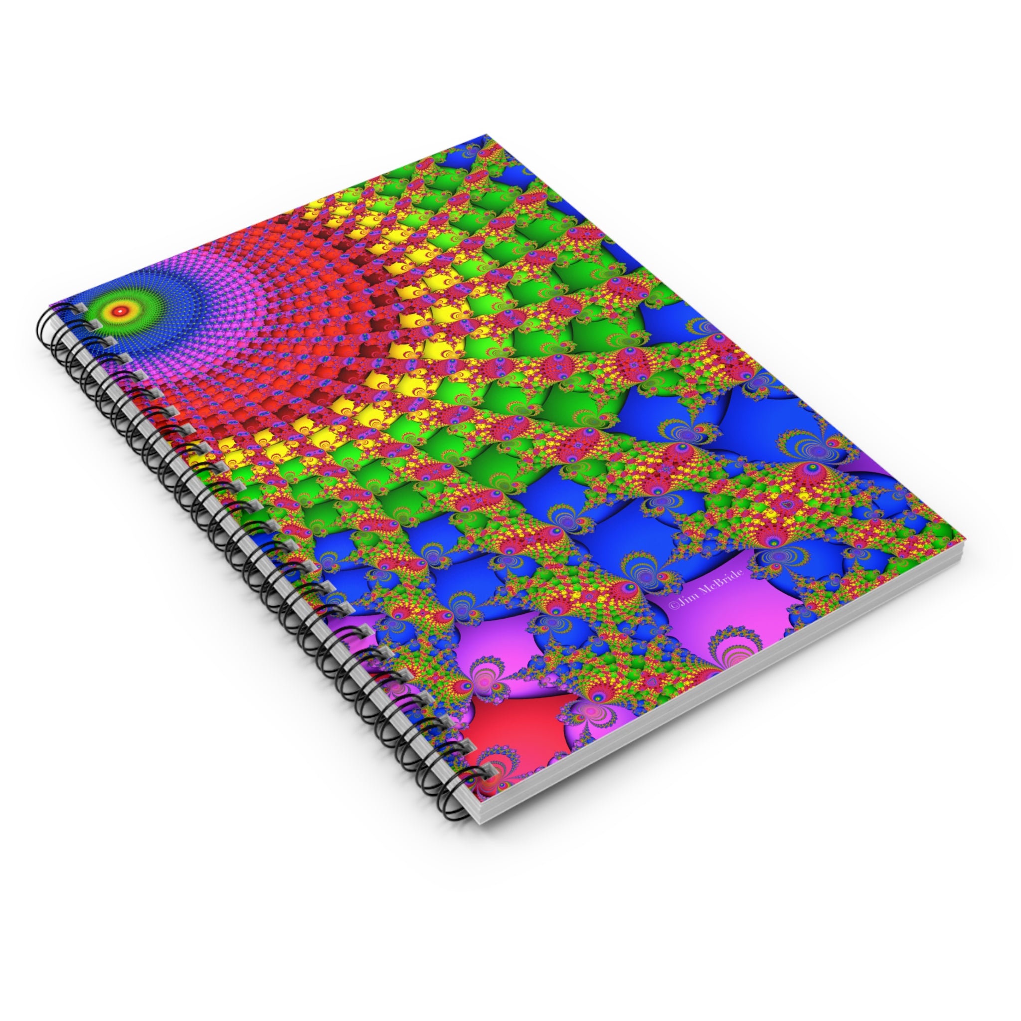Trippy Fractal Sun Spiral Notebook: Psychedelic Rainbow Art