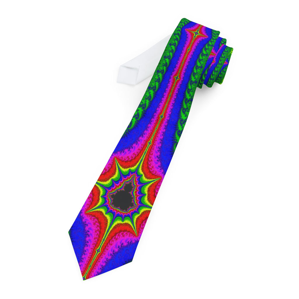 Mens Fractal Necktie: Psychedelic Trippy Tie, Colorful Geometry