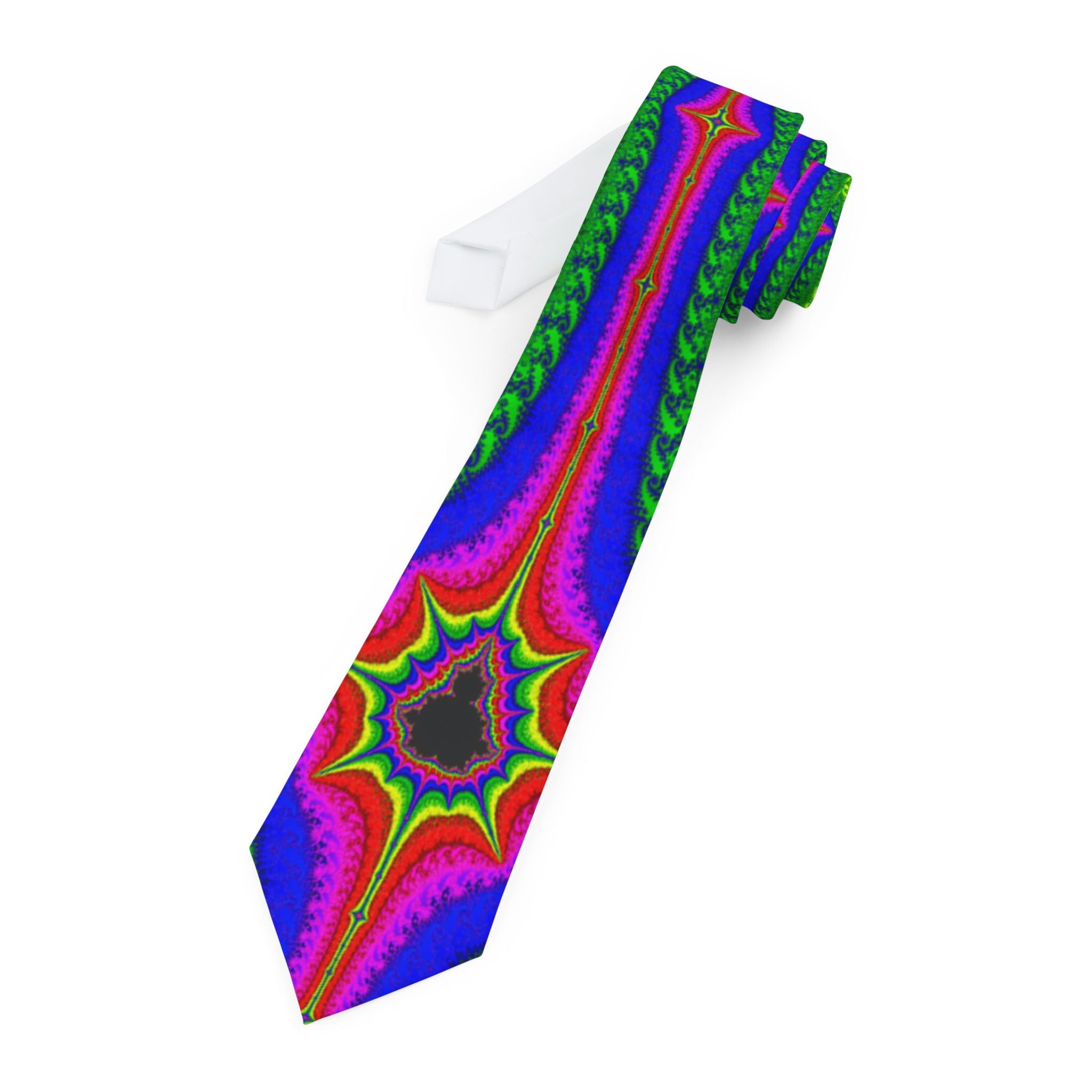 Mens Fractal Necktie: Psychedelic Trippy Tie, Colorful Geometry
