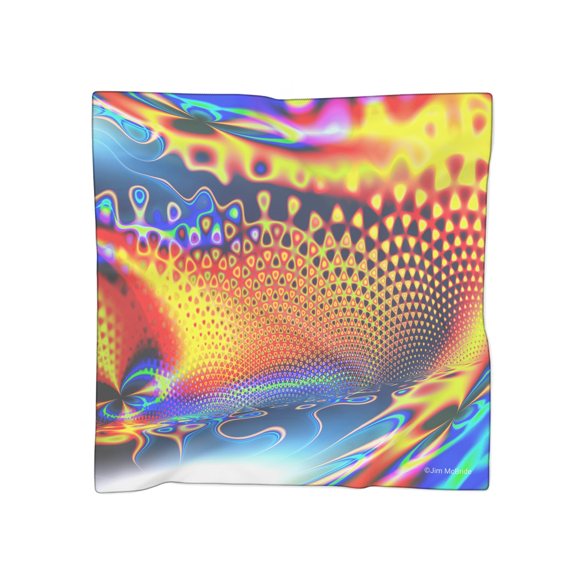 Diamond Mandelbrot Scarf: Abstract Fractal Art, Colorful Poly Voile