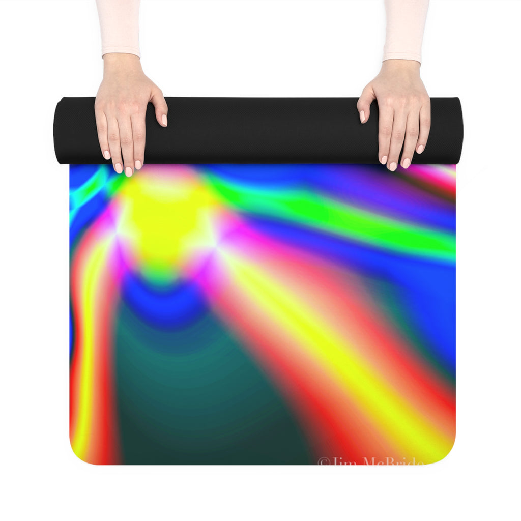 Sacred Geometry Foam Yoga Pad: Fractal Mandala, Vibrant Cosmic Design