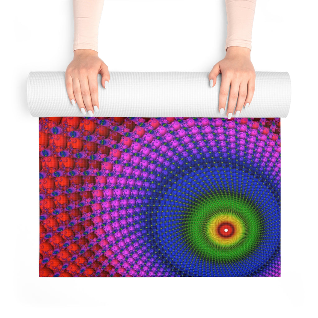 Sacred Geometry Foam Yoga Pad: Fractal Mandala, Vibrant Cosmic Design