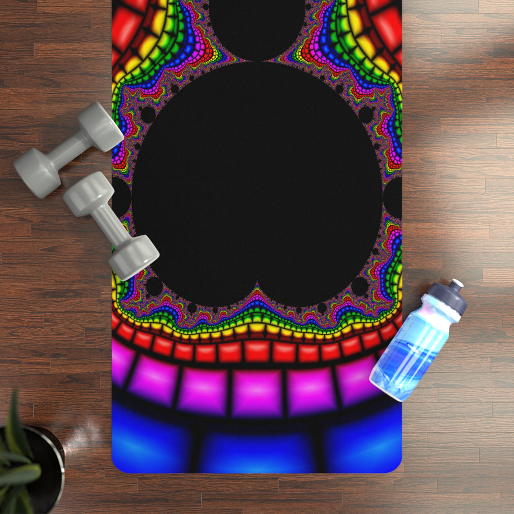Mandelbrot Rubber Yoga Mat: Sacred Geometry, Vibrant Fractal Design