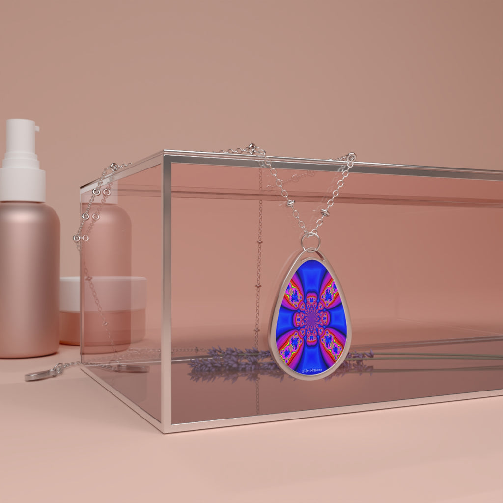 Psychedelic Fractal Necklace: Vibrant Mandala Pendant, Boho Jewelry