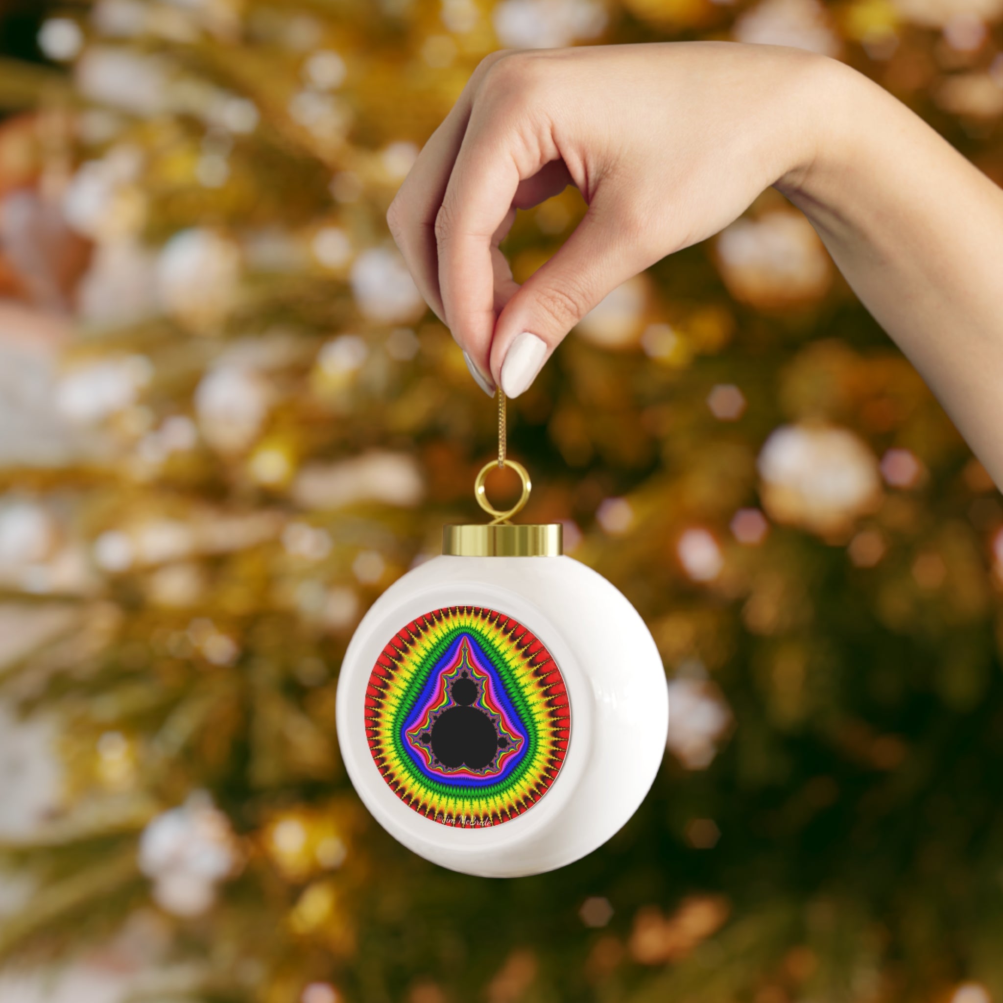 Fractal Christmas Ball Ornament: Psychedelic Holiday Tree Decoration