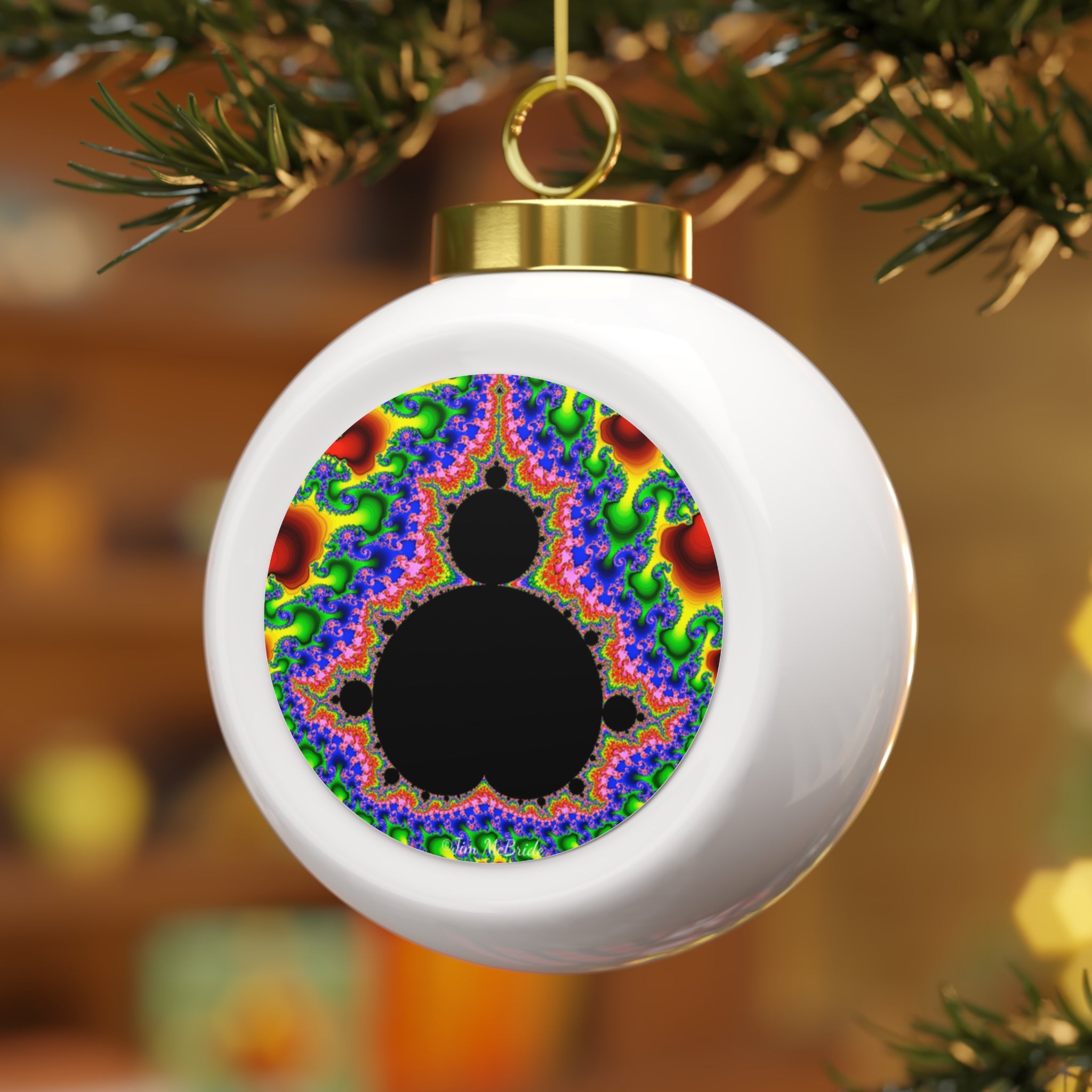 Fractal Christmas Ball Ornament: Psychedelic Holiday Tree Decoration