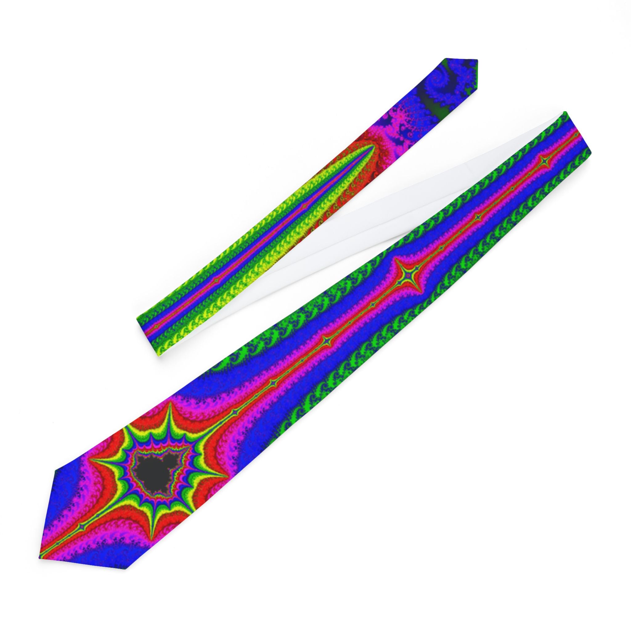 Mens Fractal Necktie: Psychedelic Trippy Tie, Colorful Geometry