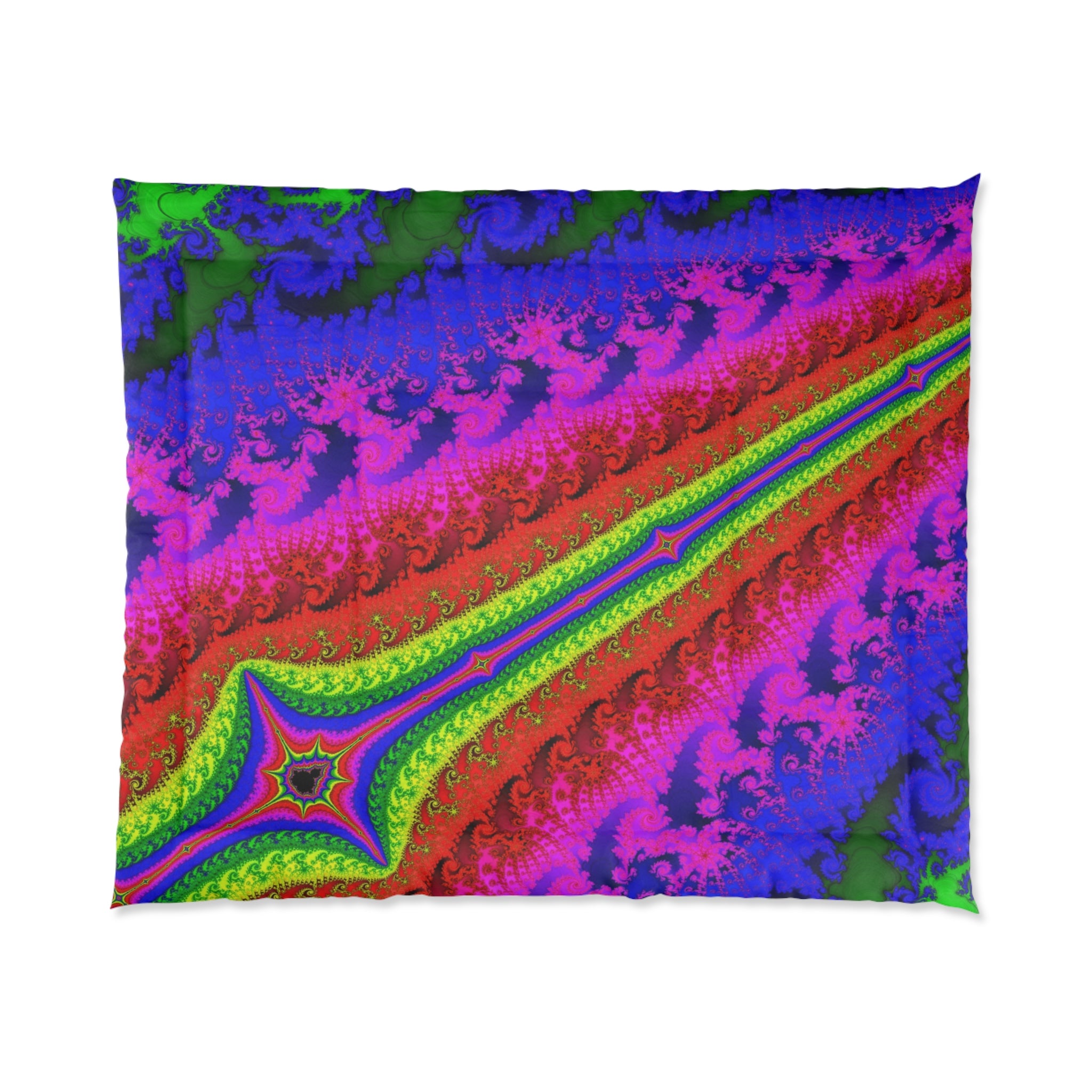 Fire Fractal Comforter: Psychedelic Boho Bedding