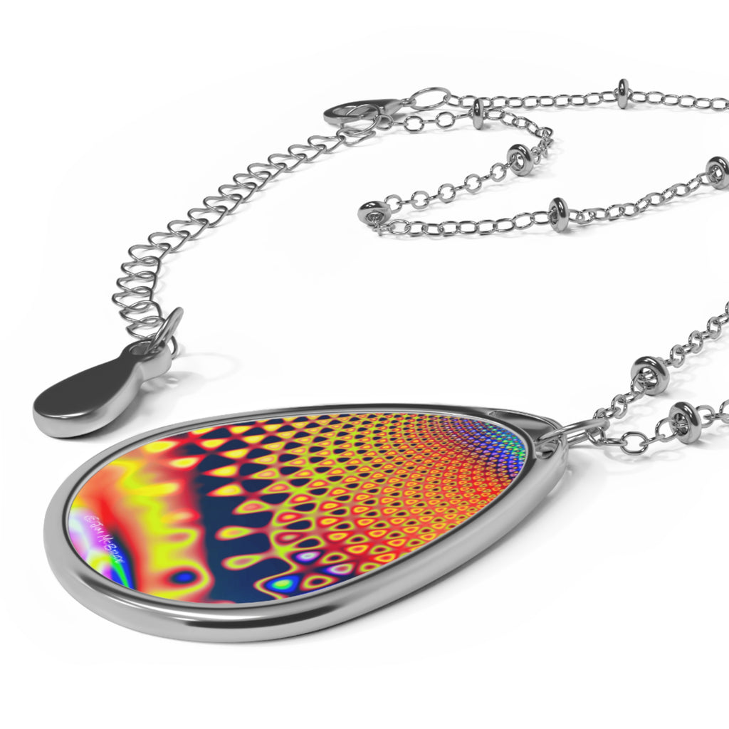 Psychedelic Fractal Necklace: Vibrant Mandala Pendant, Boho Jewelry