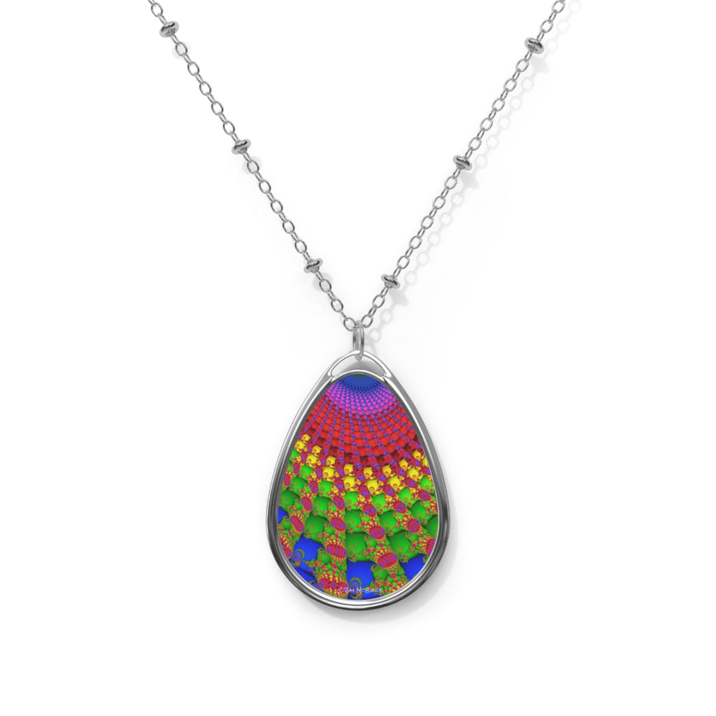 Psychedelic Fractal Necklace: Vibrant Mandala Pendant, Boho Jewelry