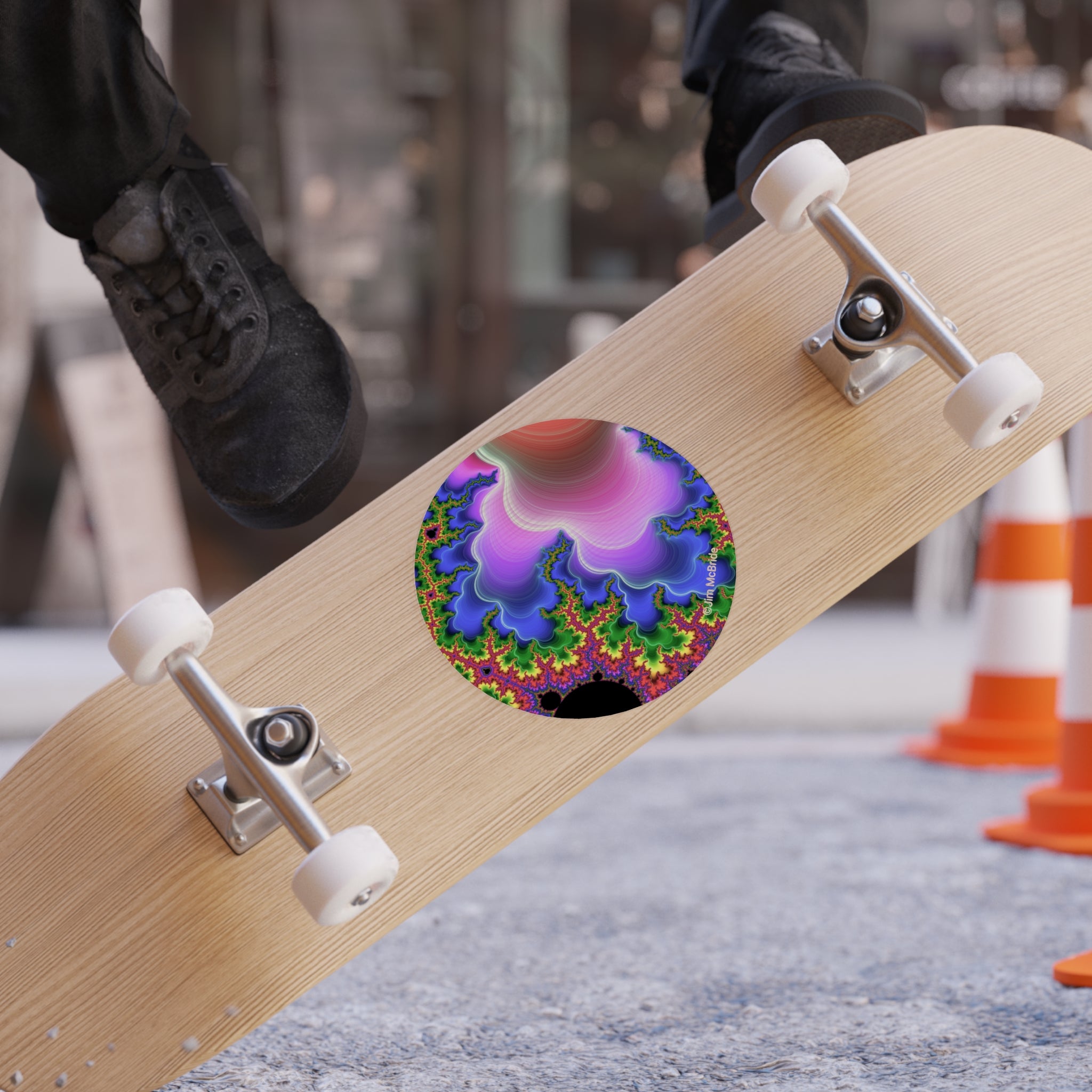 Trippy Fractal Sticker: Transparent Round Boho Window Vinyl Decal