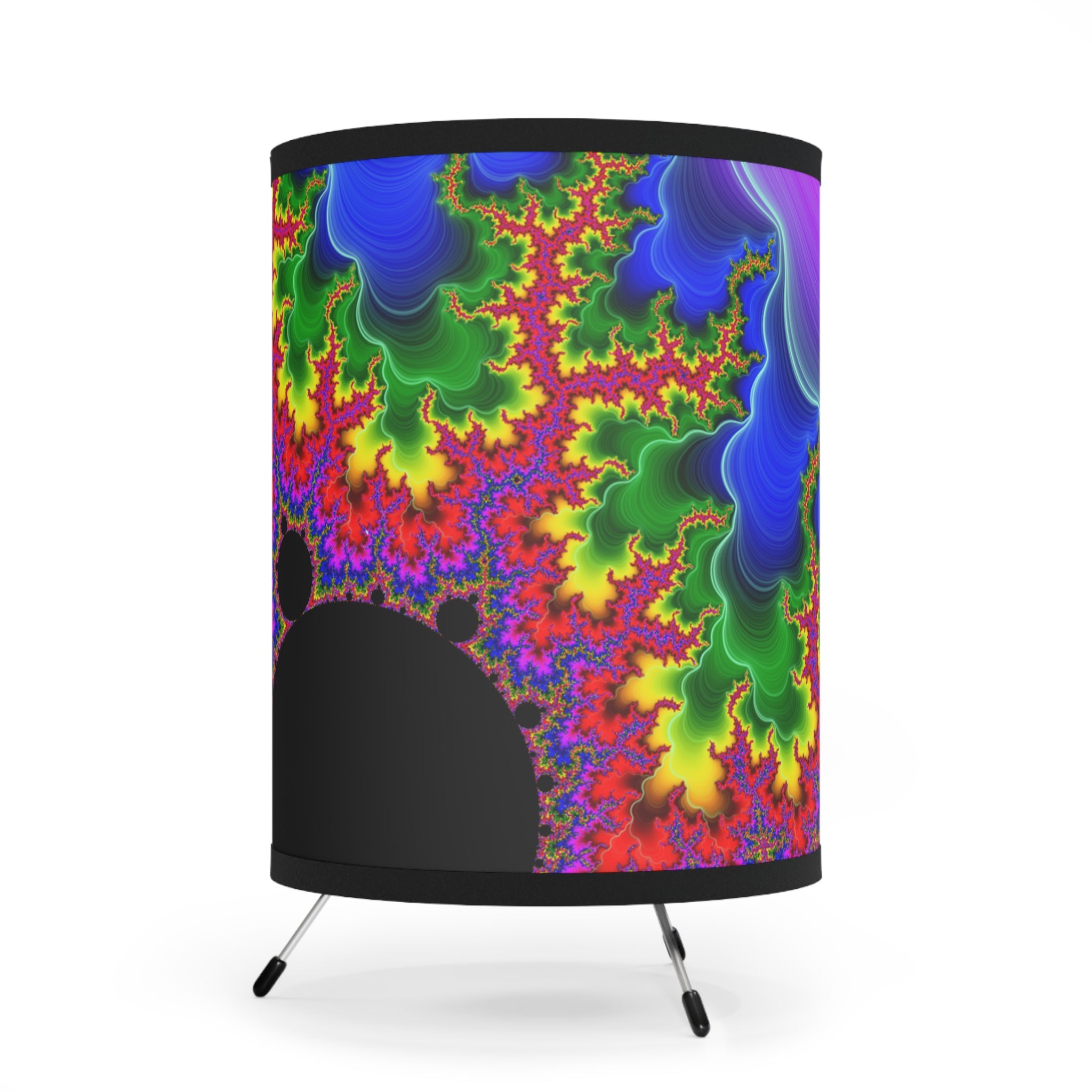 Psychedelic Fractal Lampshade: Vibrant Mandala Print, Meditation Lamp