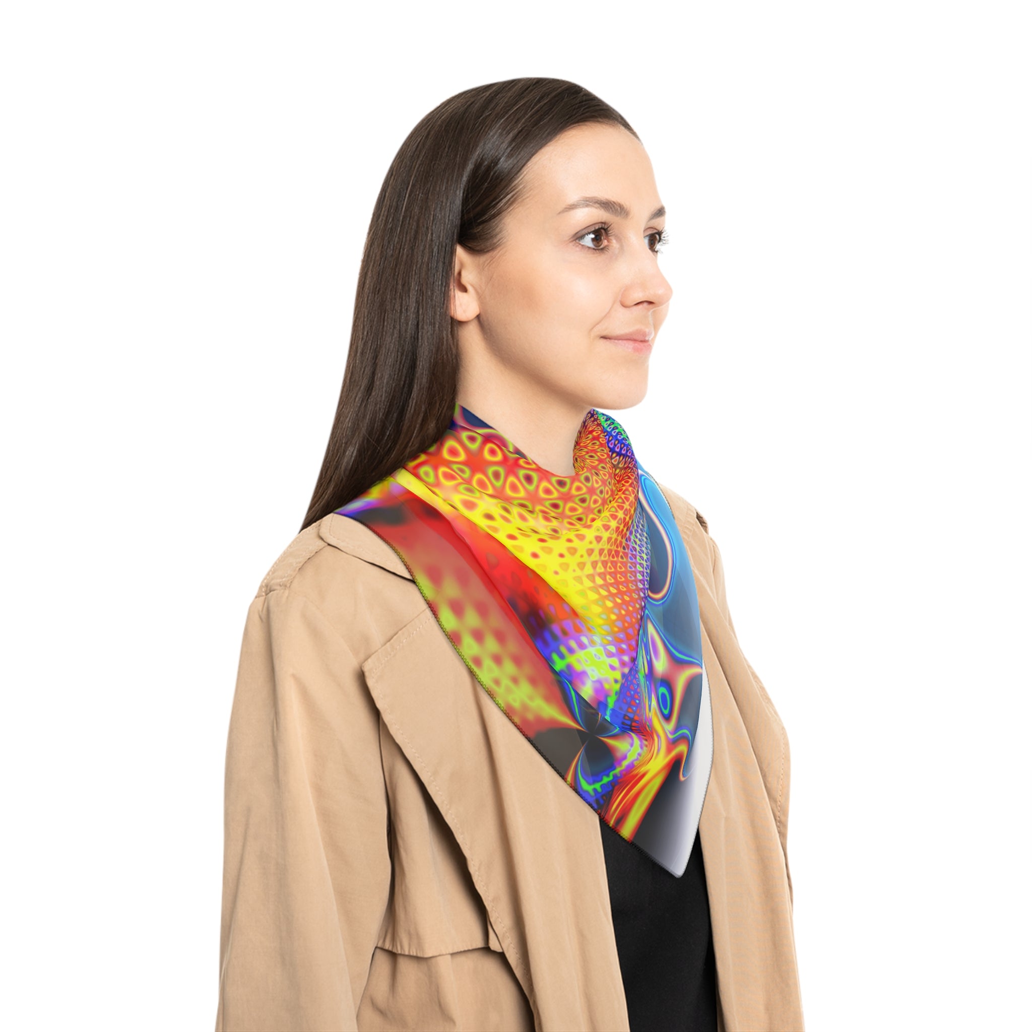 Diamond Mandelbrot Scarf: Abstract Fractal Art, Colorful Poly Voile