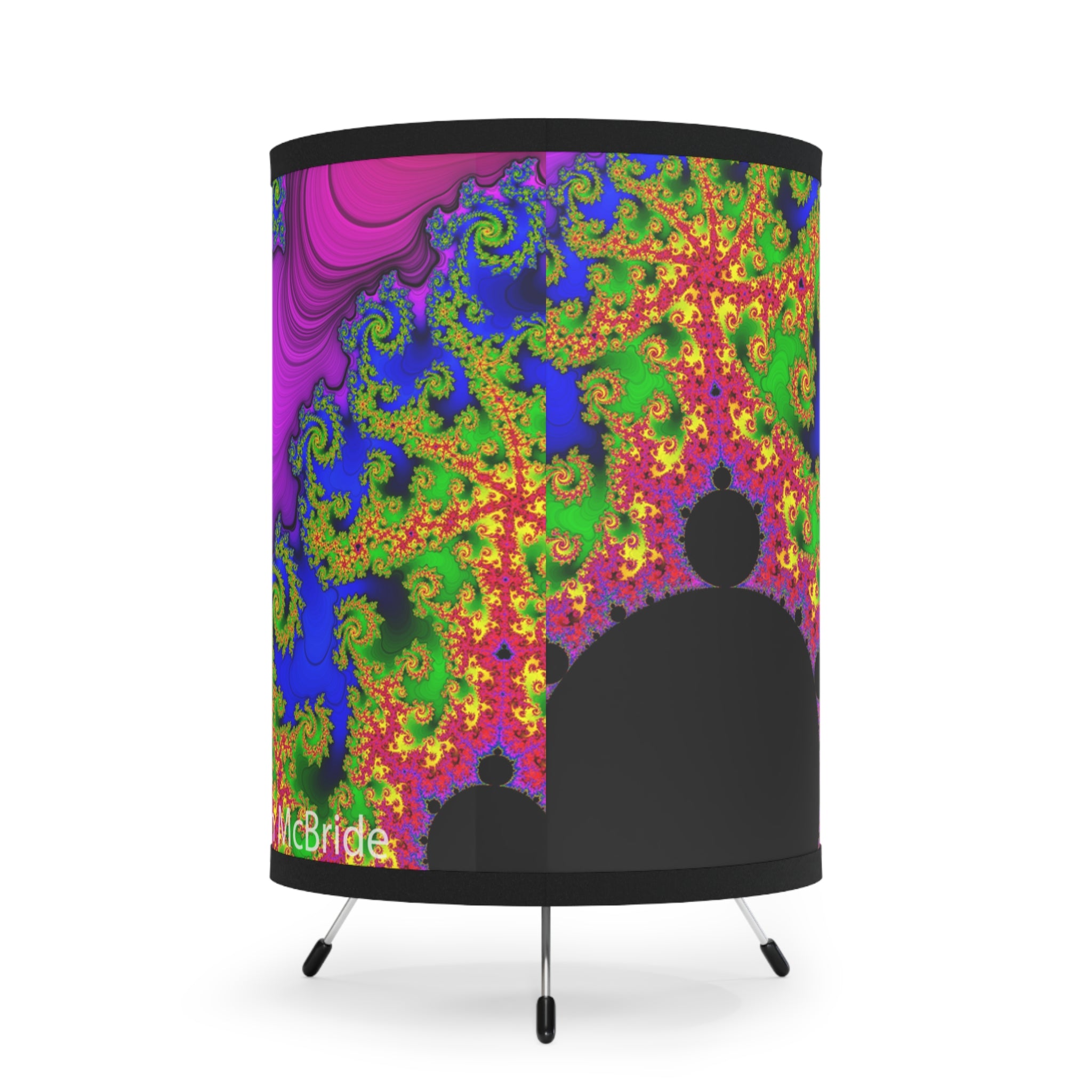 Psychedelic Fractal Lampshade: Vibrant Mandala Print, Meditation Lamp