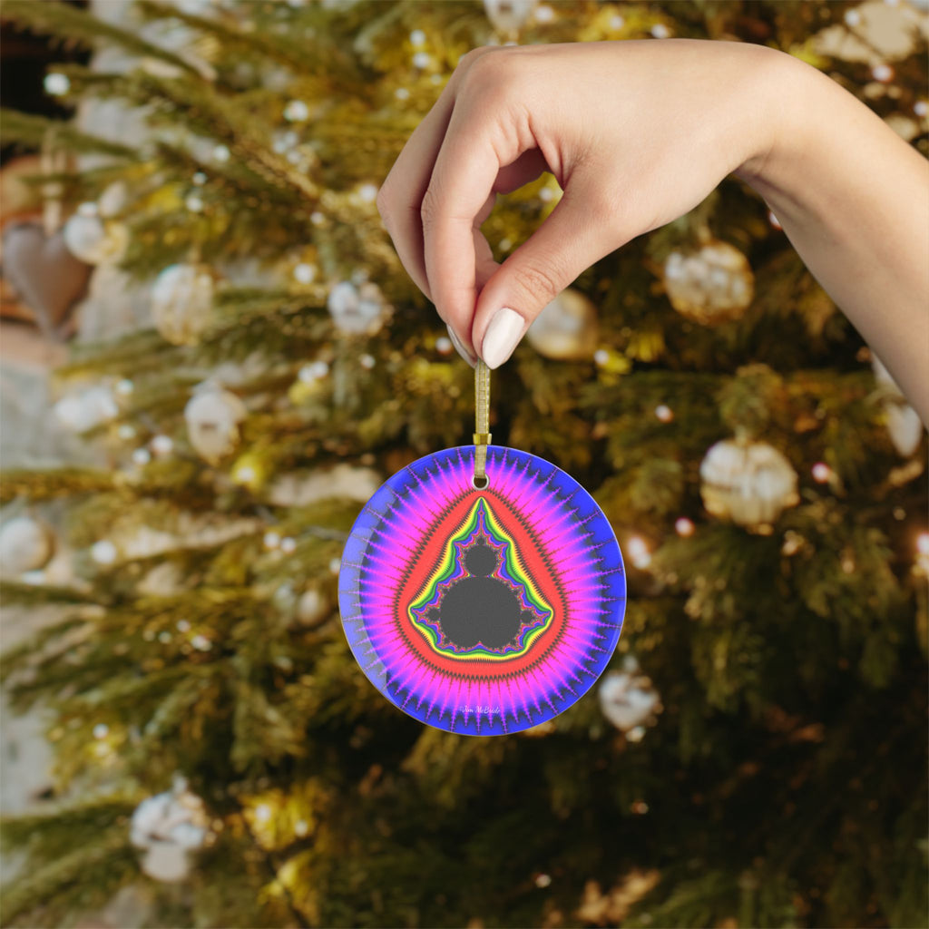 Fractal Glass Christmas Ornament: Psychedelic Mandelbrot Tree Decor