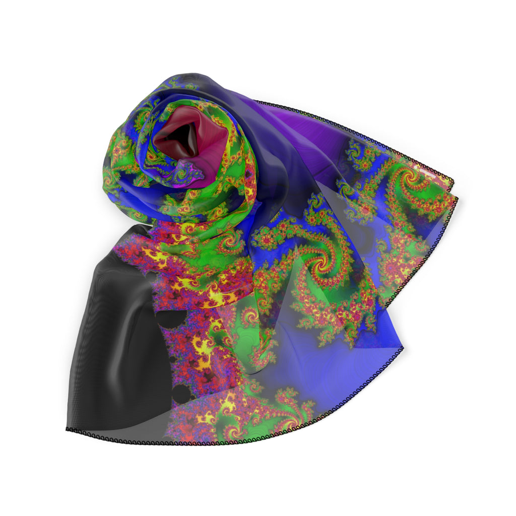 Trippy Mandelbrot Scarf: Abstract Fractal Poly Chiffon