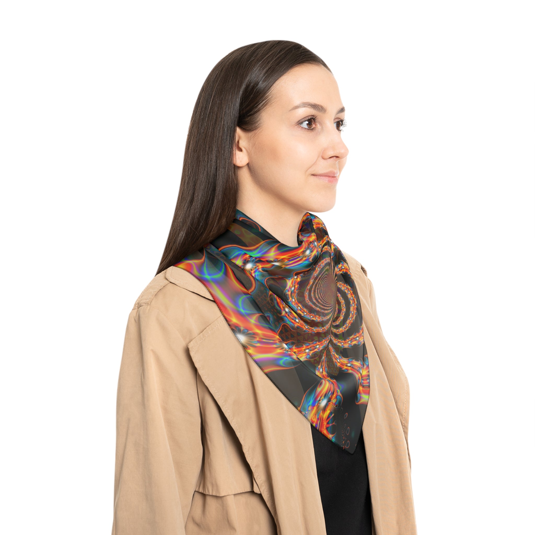 Trippy Mandelbrot Scarf: Abstract Fractal Art, Colorful Poly Voile