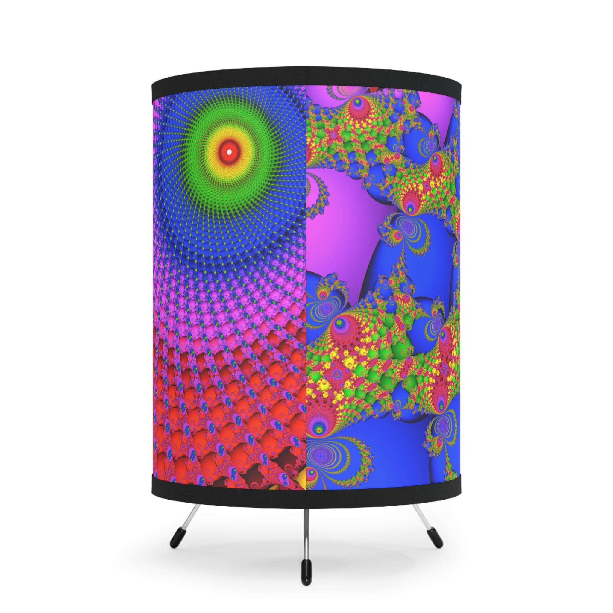 Psychedelic Fractal Lampshade: Vibrant Mandala Print, Meditation Lamp