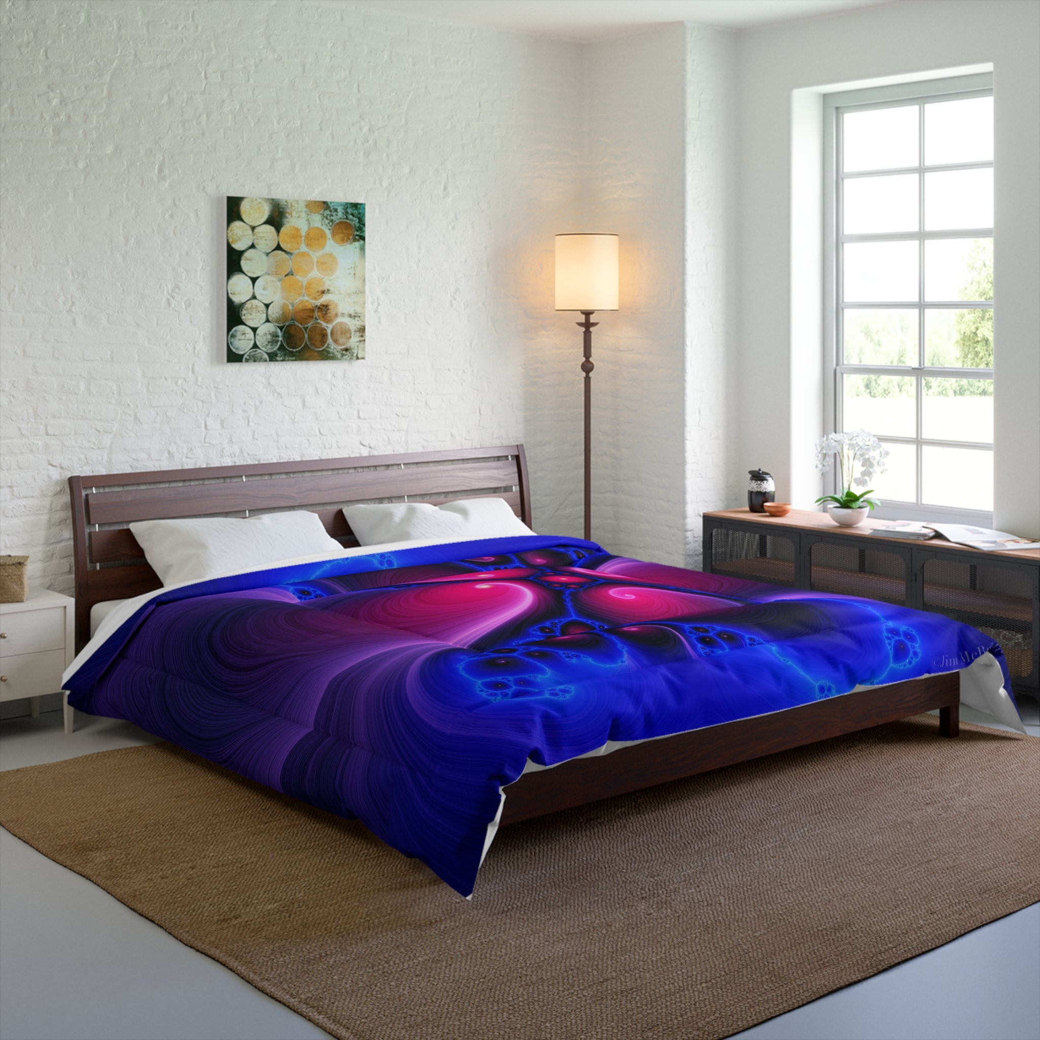 Space Fractal Comforter: Psychedelic Boho Bedding with Vibrant Colors