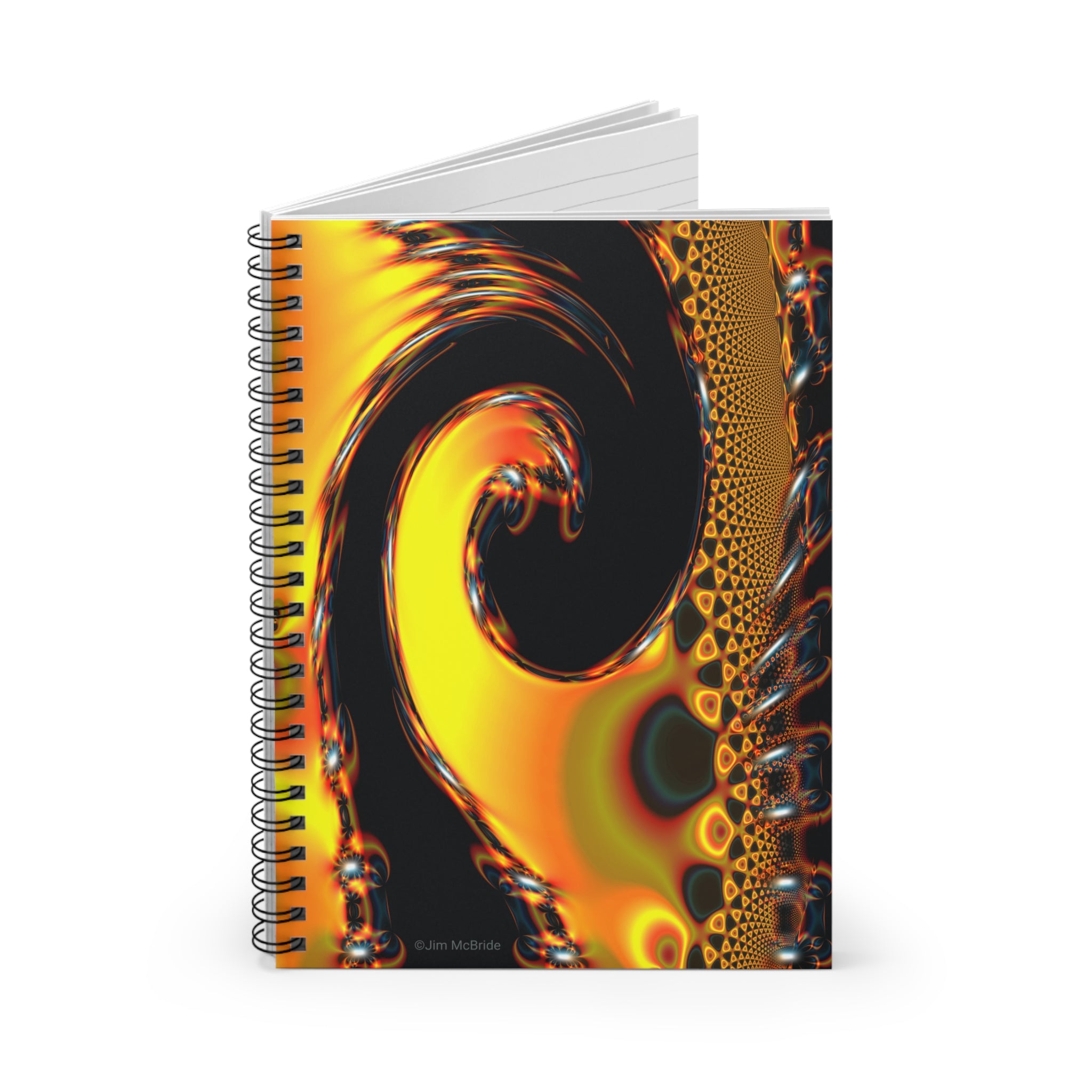 Fibonacci Spiral Notebook: Abstract Fractal Art, Ruled Line Paper