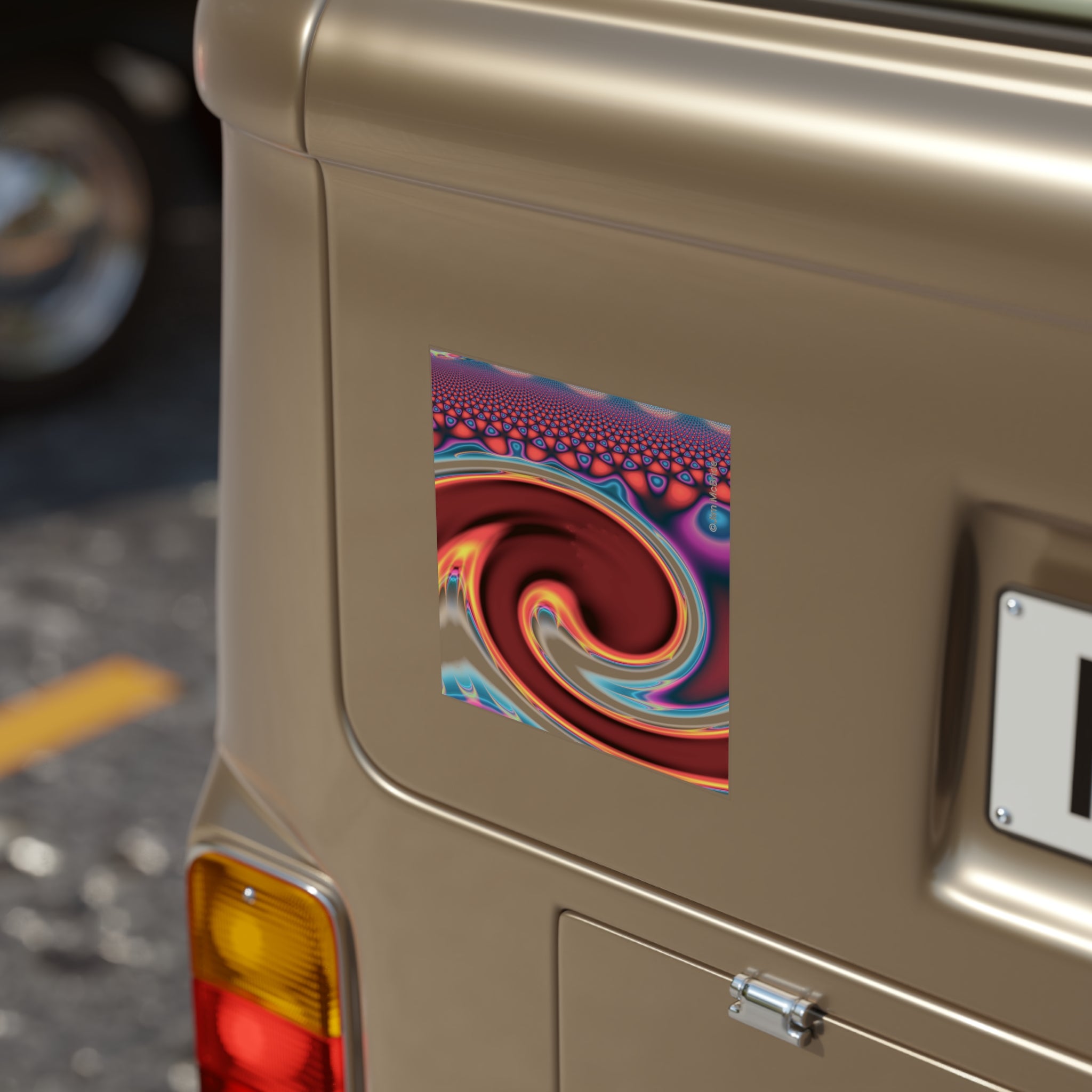 Trippy Fractal Sticker: Transparent Boho Window Vinyl Decal