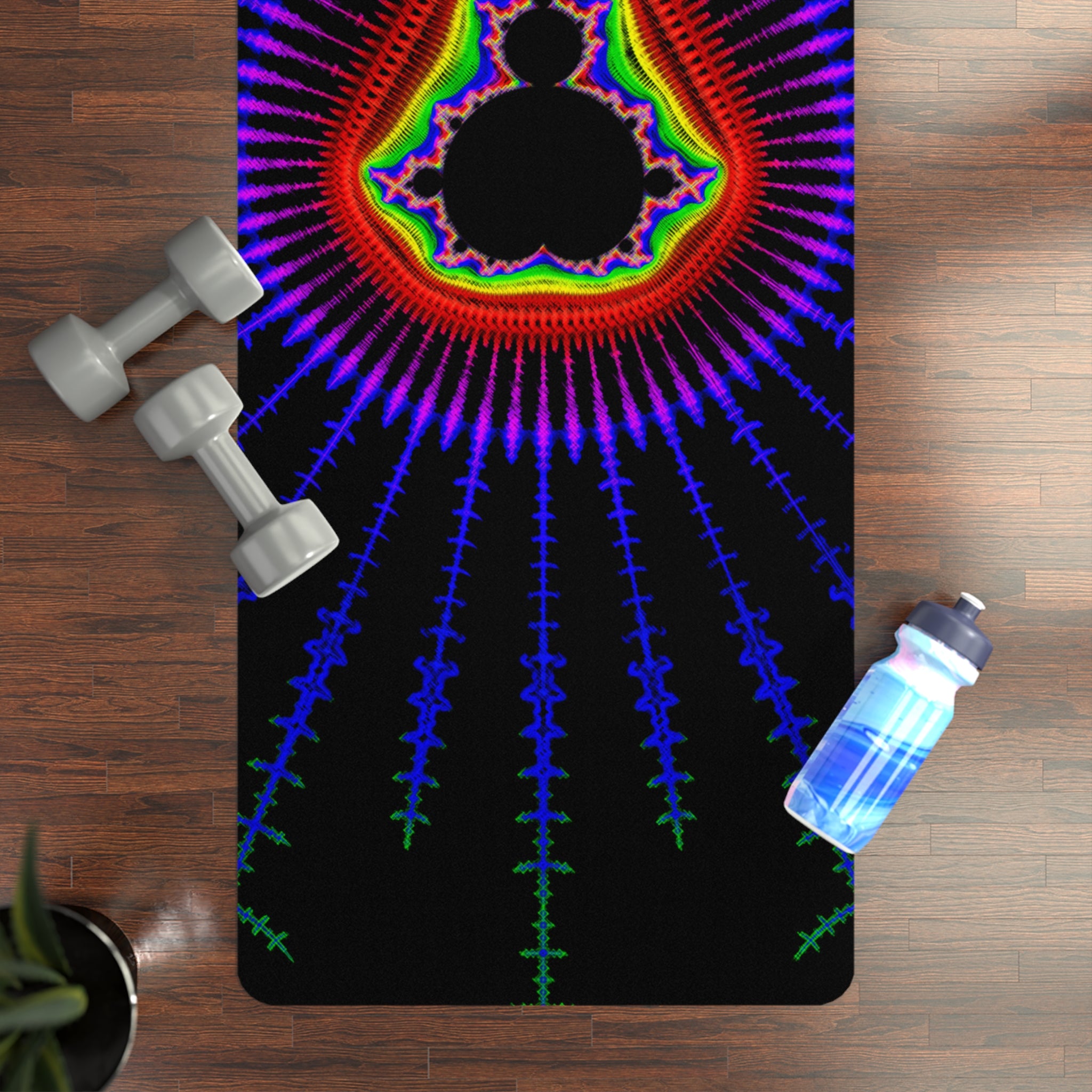 Mandala Rubber Yoga Mat: Sacred Geometry, Vibrant Fractal Design