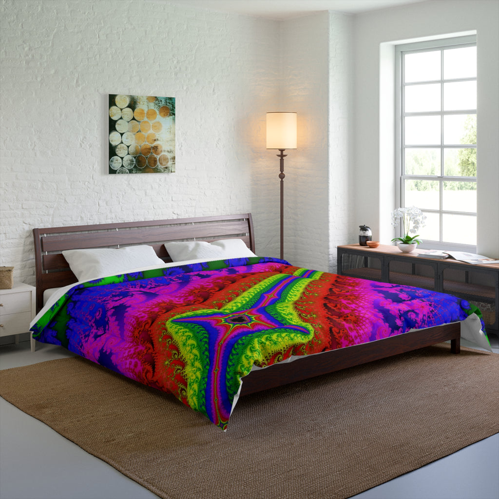 Fire Fractal Comforter: Psychedelic Boho Bedding