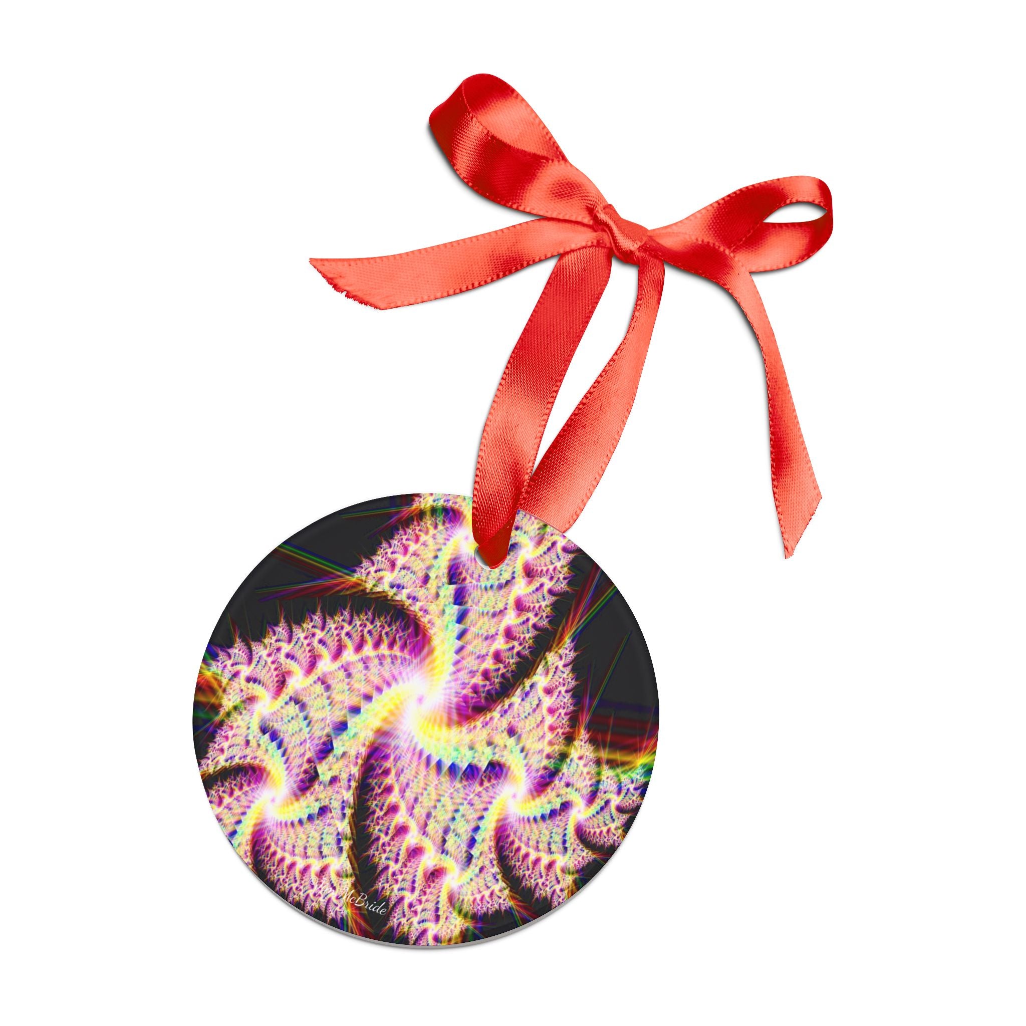 Fractal Acrylic Christmas Ornament: Psychedelic Mandelbrot Tree Decor