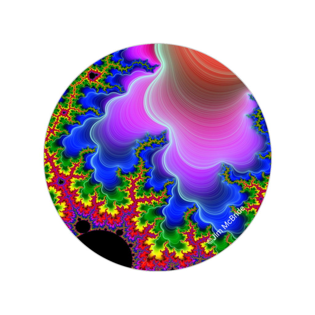 Trippy Fractal Sticker: Transparent Round Boho Window Vinyl Decal