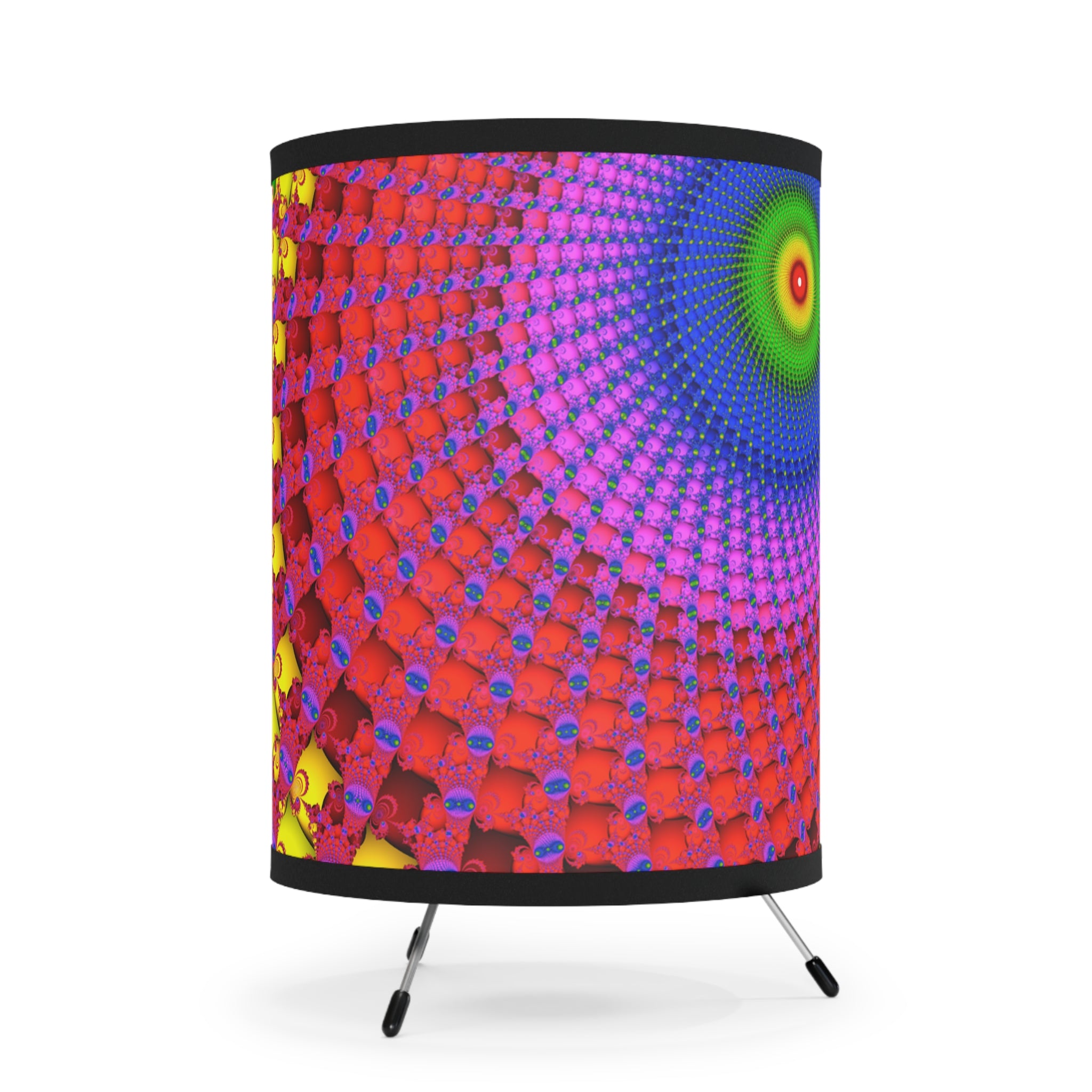 Psychedelic Fractal Lampshade: Vibrant Mandala Print, Meditation Lamp