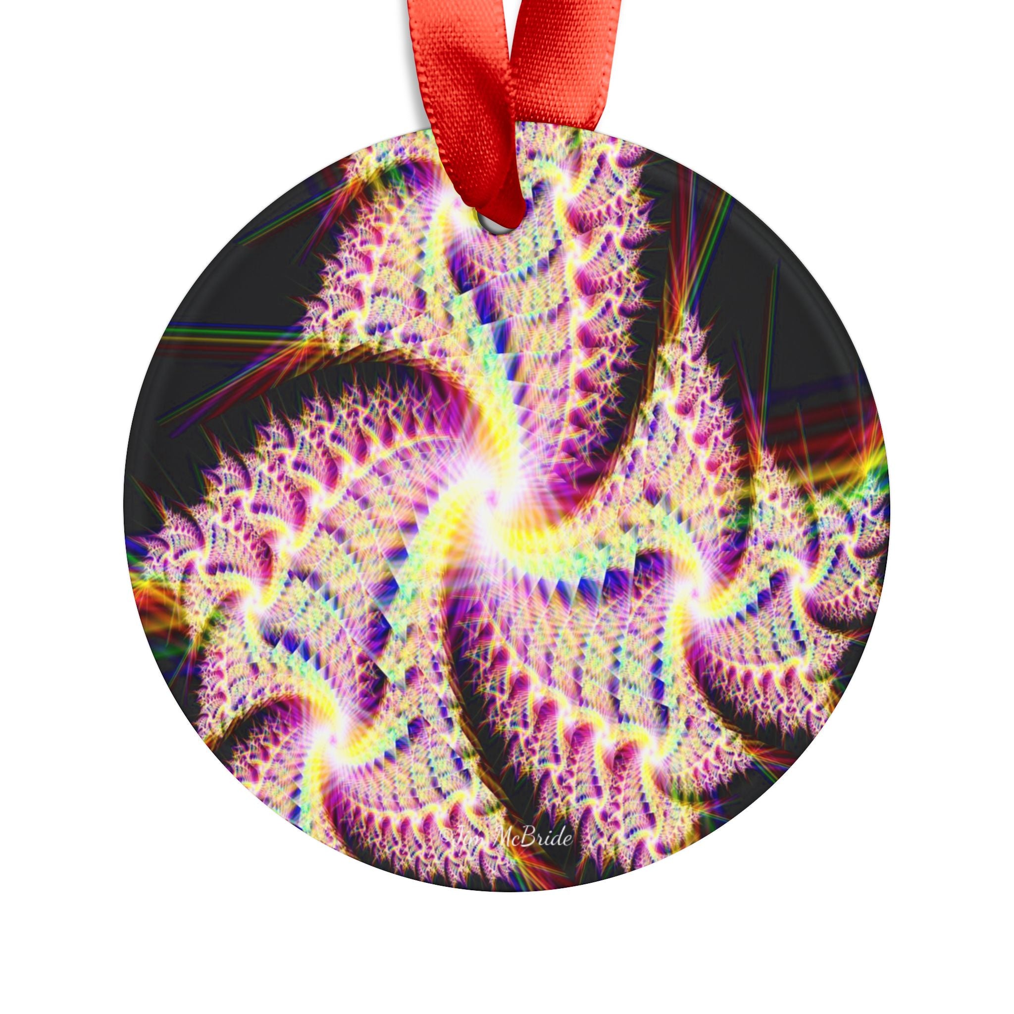 Fractal Acrylic Christmas Ornament: Psychedelic Mandelbrot Tree Decor