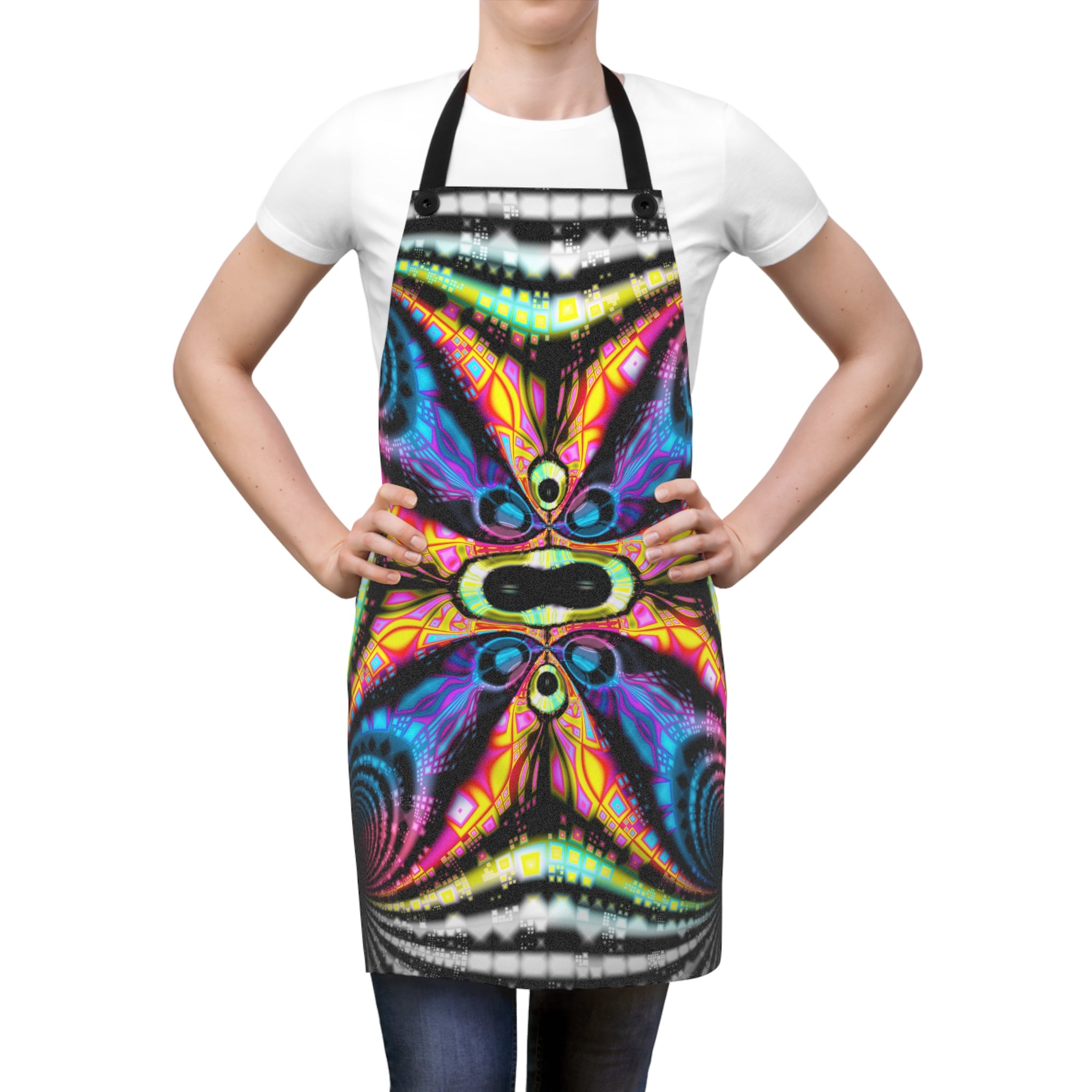 Fractal Art Apron: Colorful Psychedelic Kitchen Decor