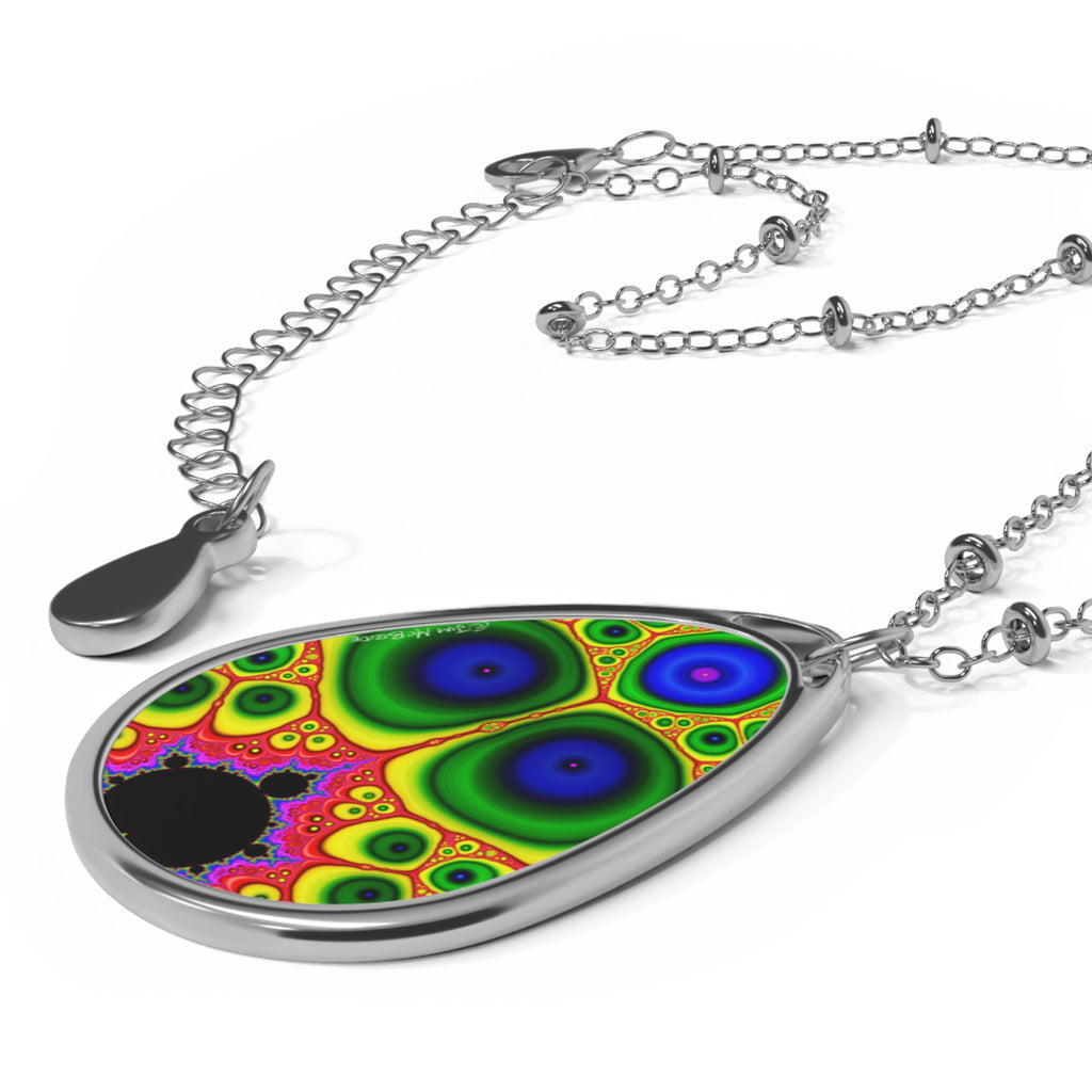 Psychedelic Fractal Necklace: Vibrant Mandala Pendant, Boho Jewelry