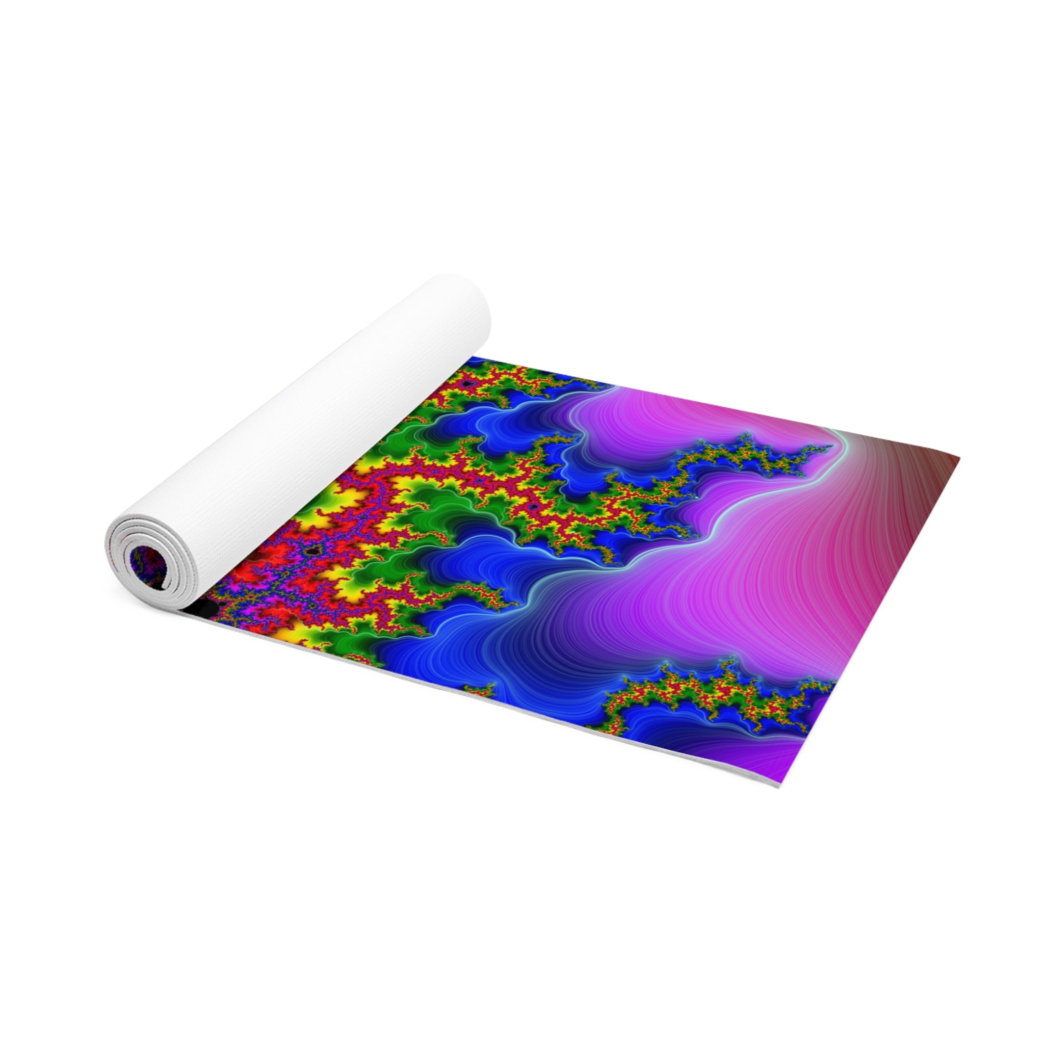 Sacred Geometry Foam Yoga Pad: Fractal Mandala, Vibrant Cosmic Design