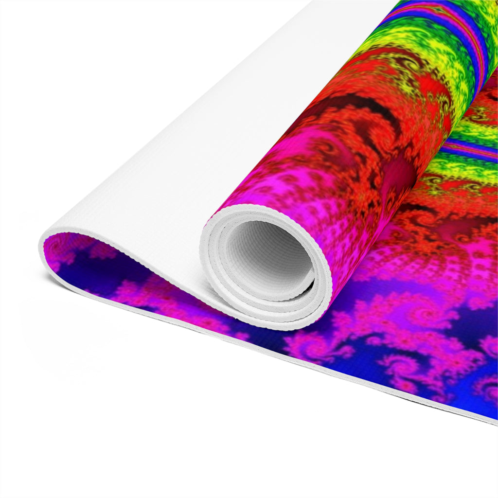 Sacred Geometry Foam Yoga Pad: Fractal Mandala, Vibrant Cosmic Design