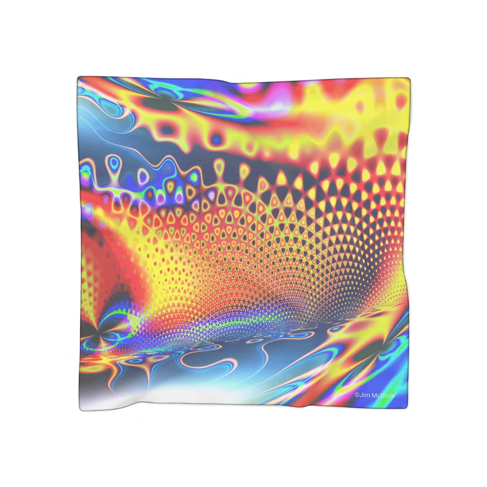 Diamond Mandelbrot Scarf: Abstract Fractal Art, Colorful Poly Voile