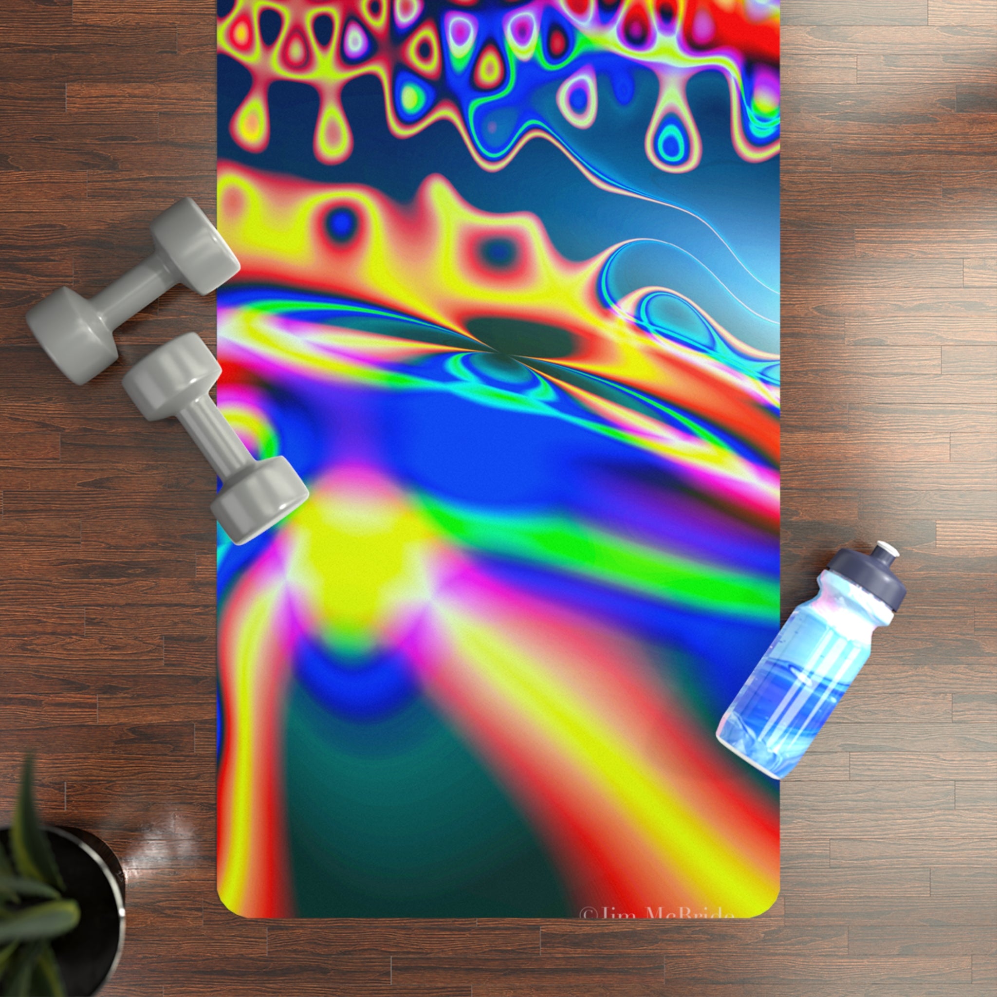 Sacred Geometry Foam Yoga Pad: Fractal Mandala, Vibrant Cosmic Design